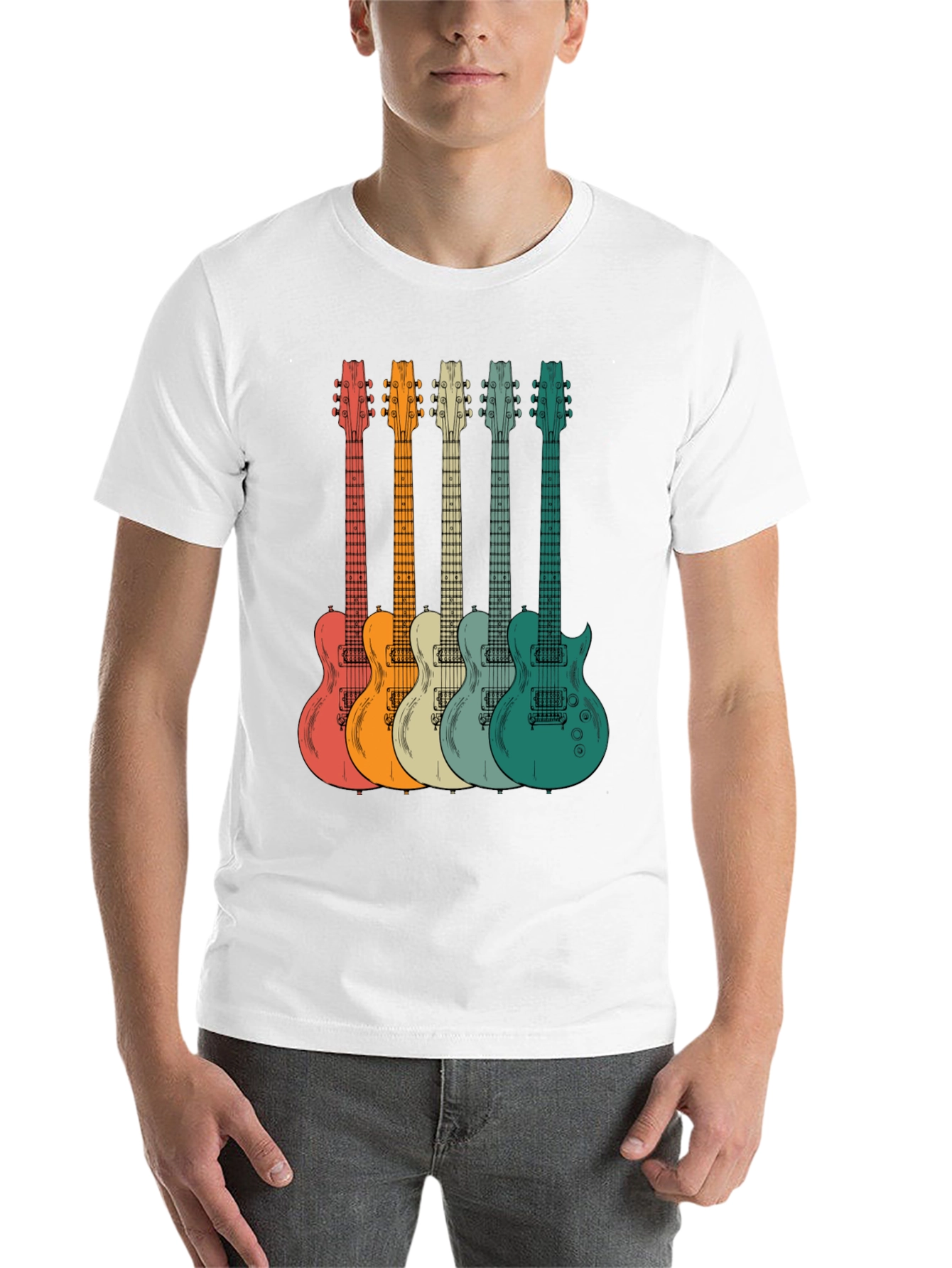 Black Retro Guitar Graphic Tee - Music Lover's T-Shirt view 14