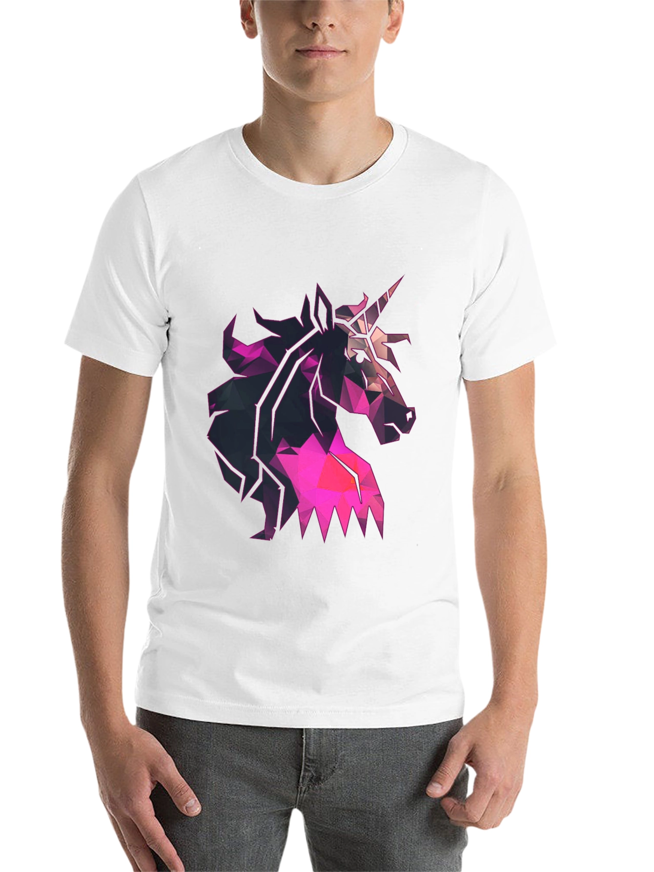 Black Geometric Unicorn Graphic Tee - Black T-Shirt view 14