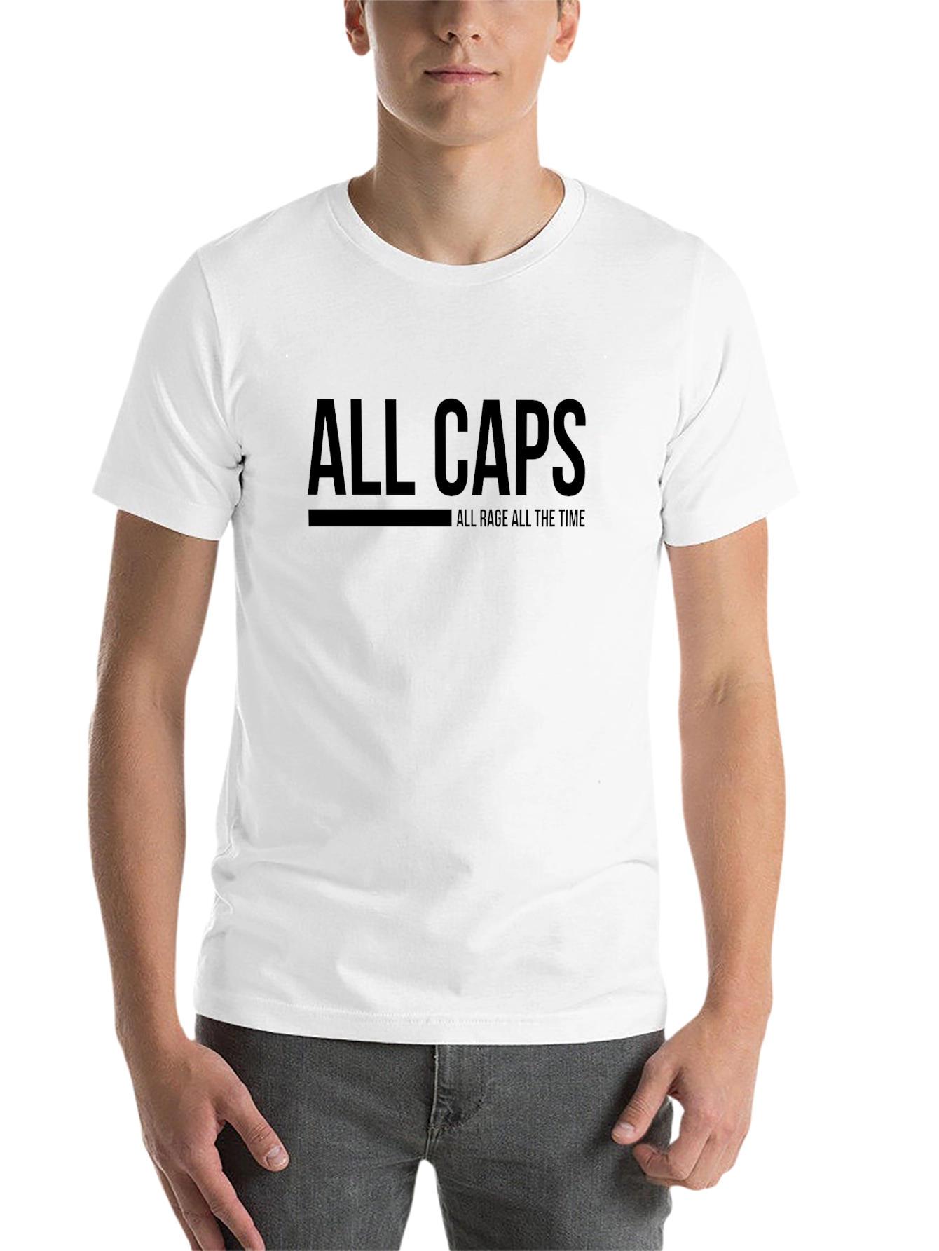 Black All Caps All Rage T-Shirt - Bold Statement Tee view 14