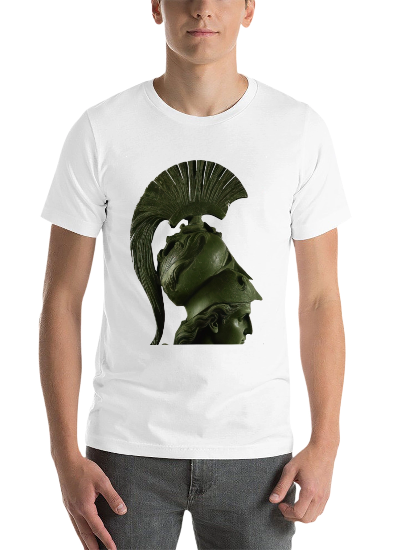 Black Spartan Helmet Graphic Tee - Black Cotton T-Shirt view 14