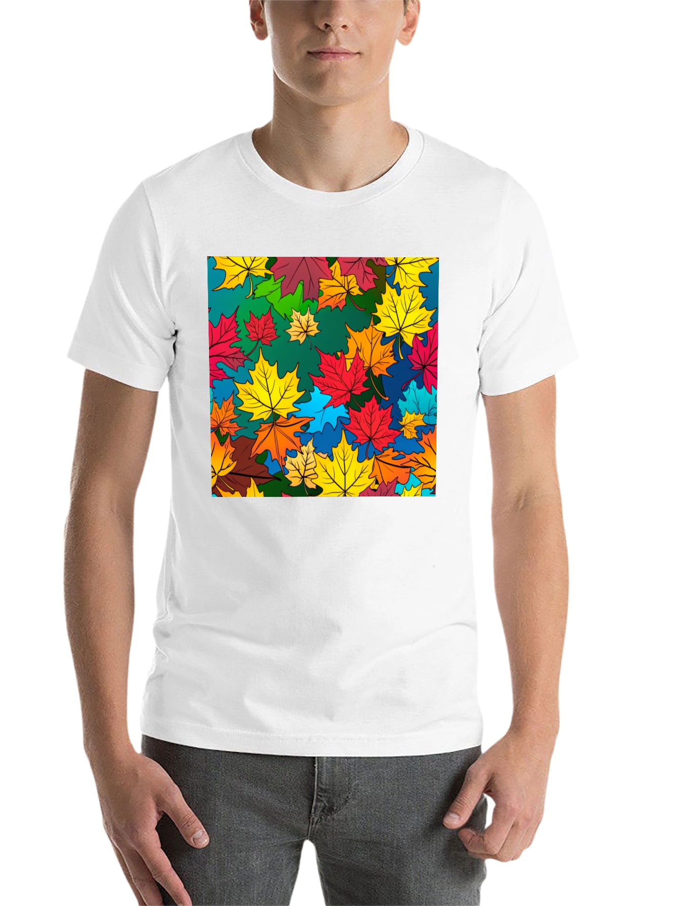 Black Autumn Leaves Graphic Tee - Stylish Nature Design view 14