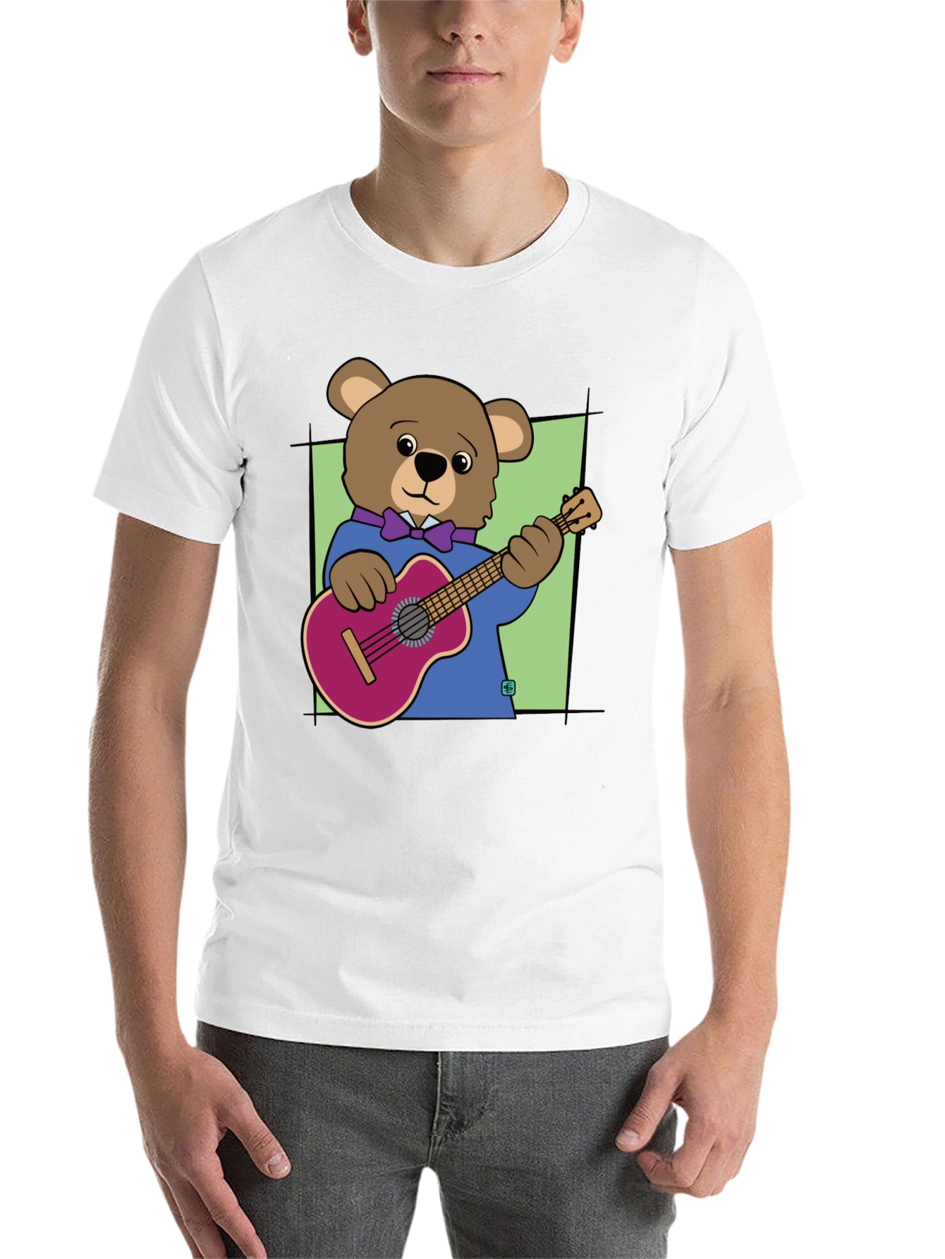 Black Bear Playing Guitar Graphic Tee - Cool Musician T-Shirt view 14