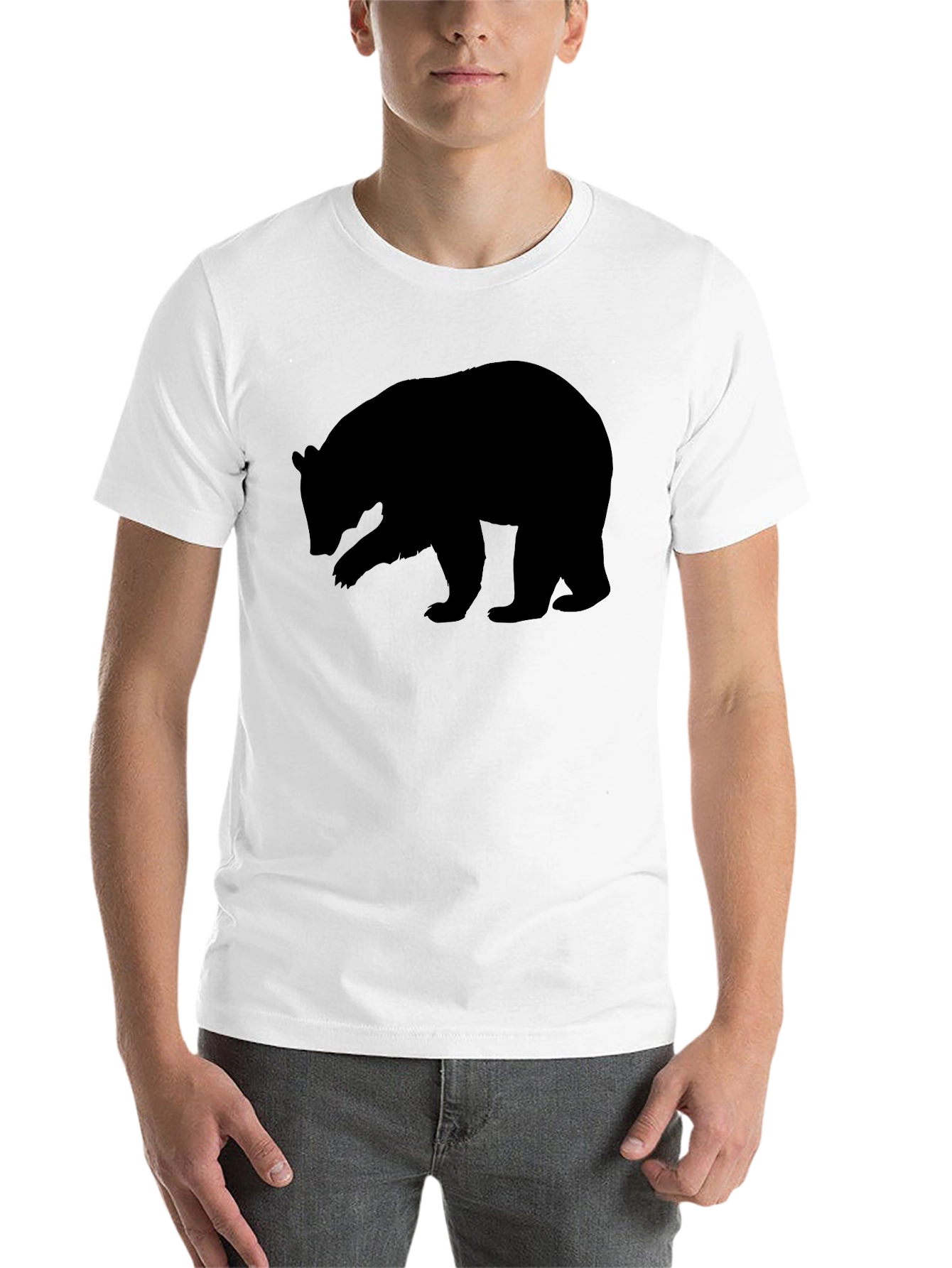 Black Men's Black Bear Silhouette Graphic Tee - Casual Style view 14