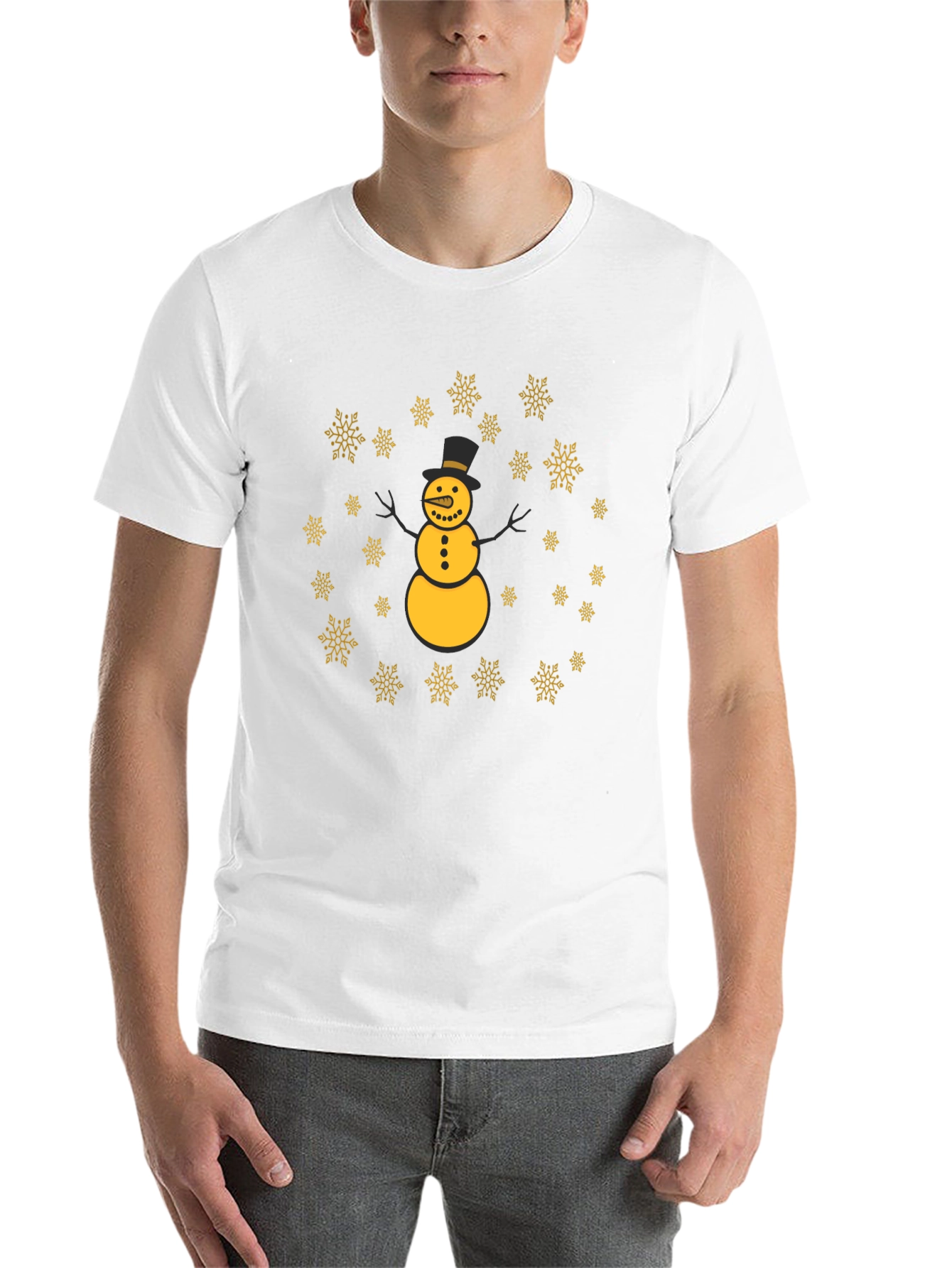 Black Snowman Snowflake Black Tee Shirt view 14