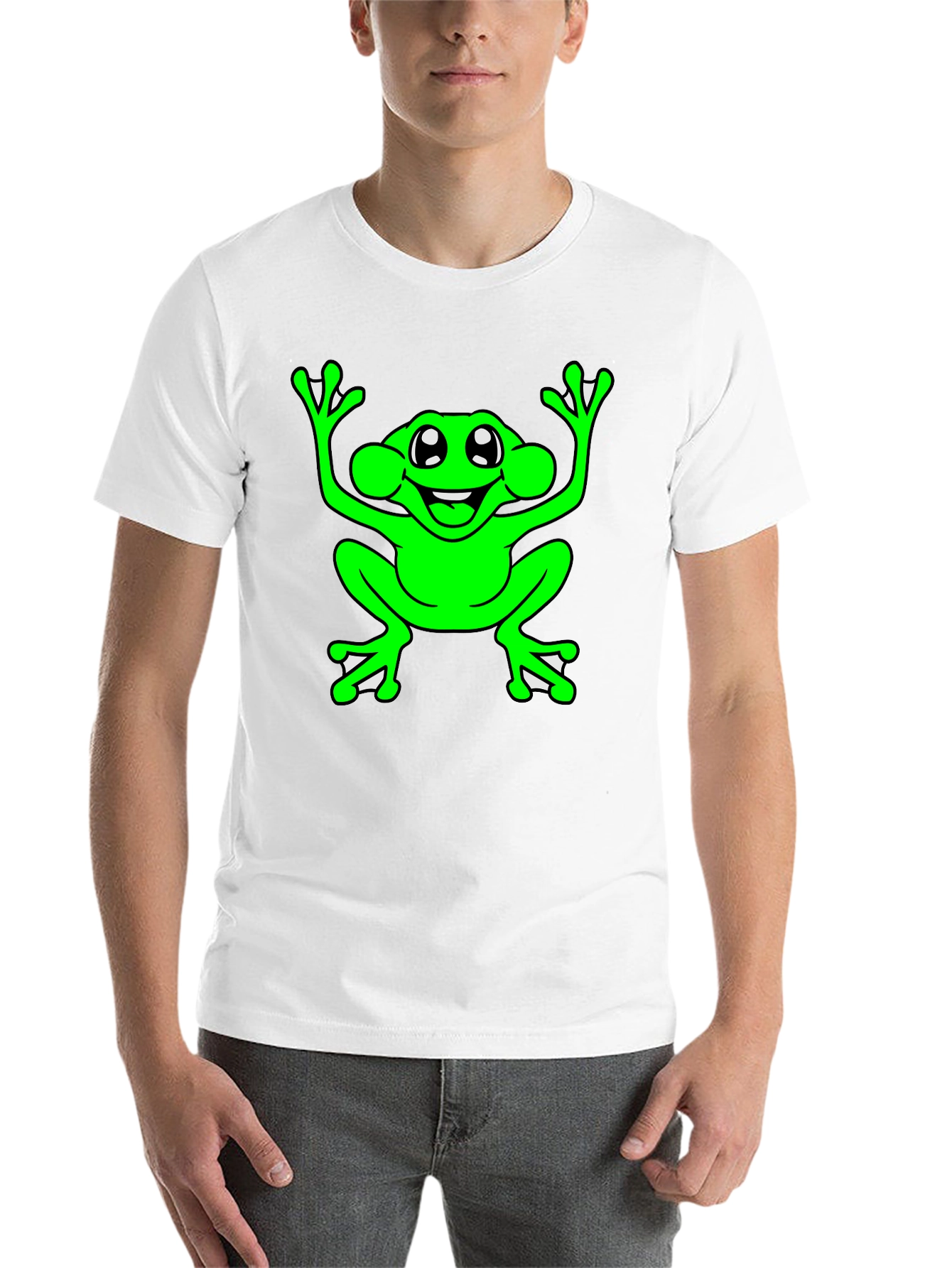 Black Funny Frog Graphic T-Shirt - Black Cotton Tee view 14