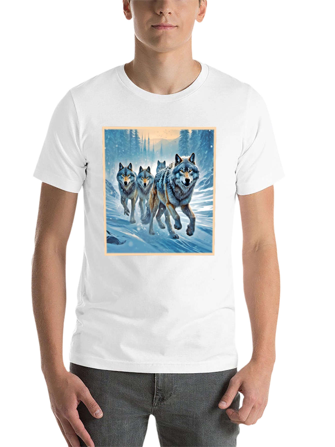 Black Wolf Pack Graphic Tee - Black Cotton Blend Shirt view 14