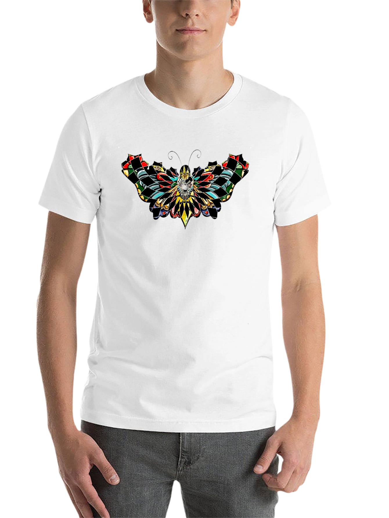 Black Skull Butterfly Graphic Tee - Men's Black T-Shirt view 14