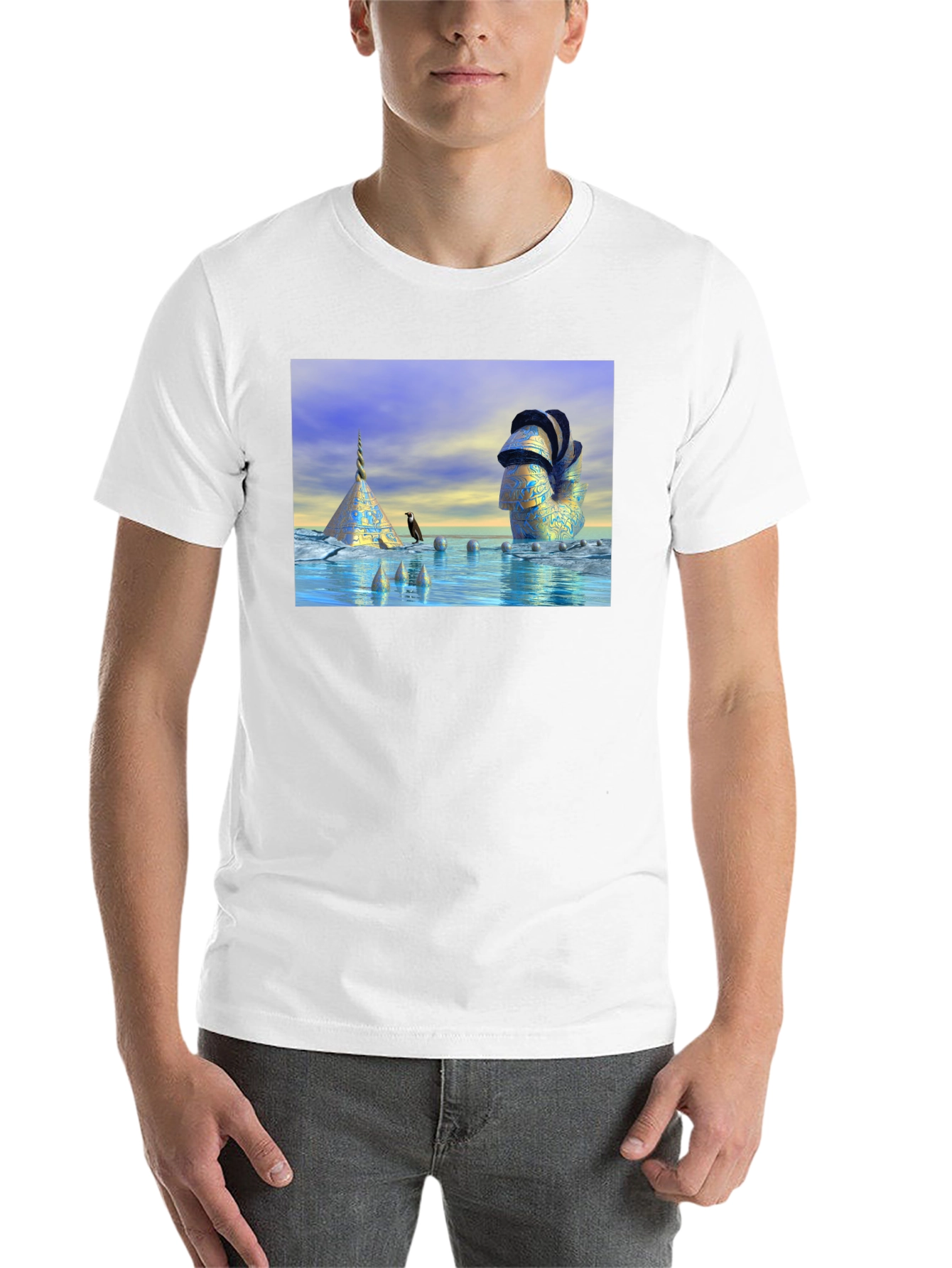 Black Surreal Scene T-Shirt view 14