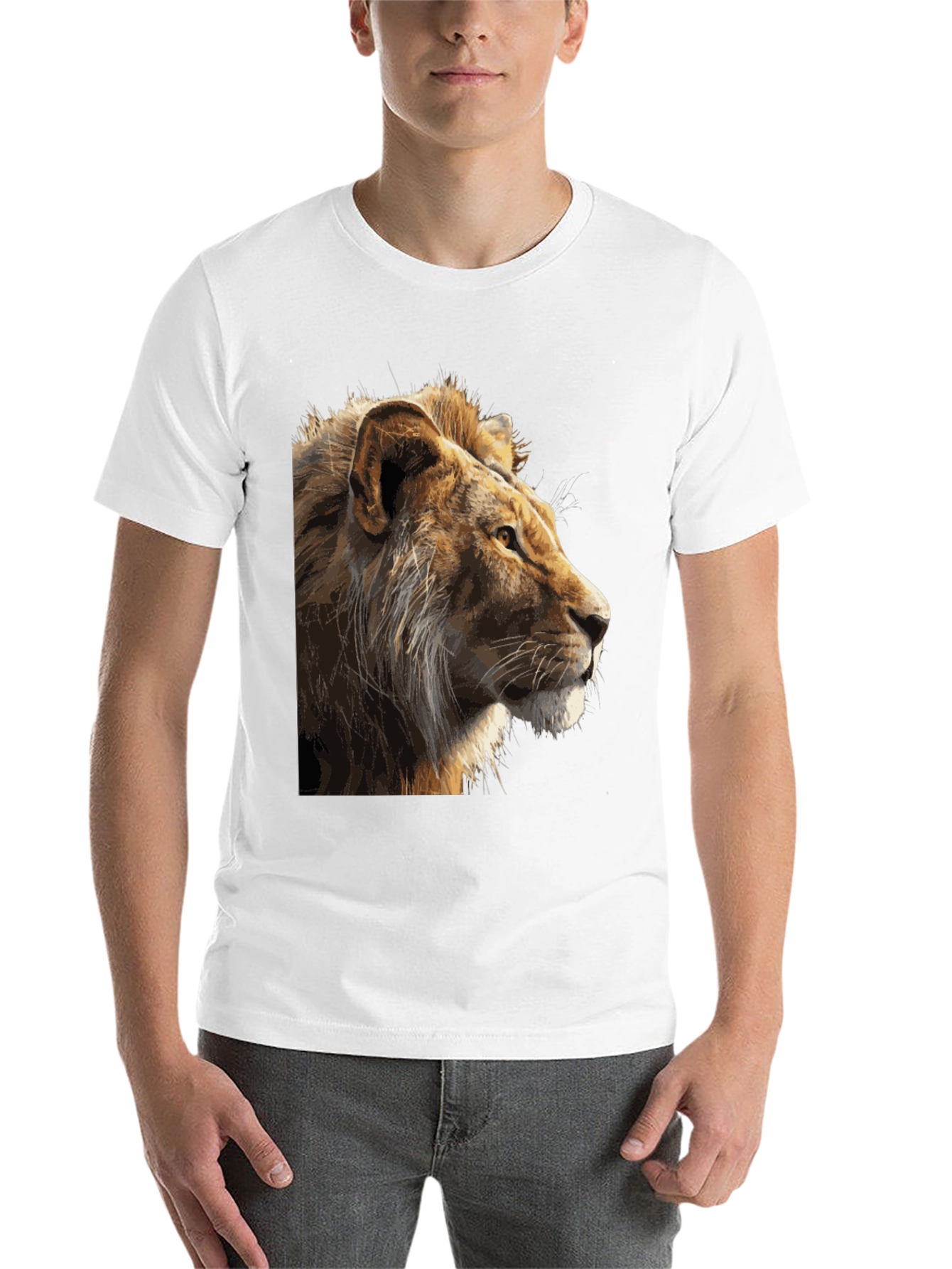 Black Lion Graphic Print Black T-Shirt view 14