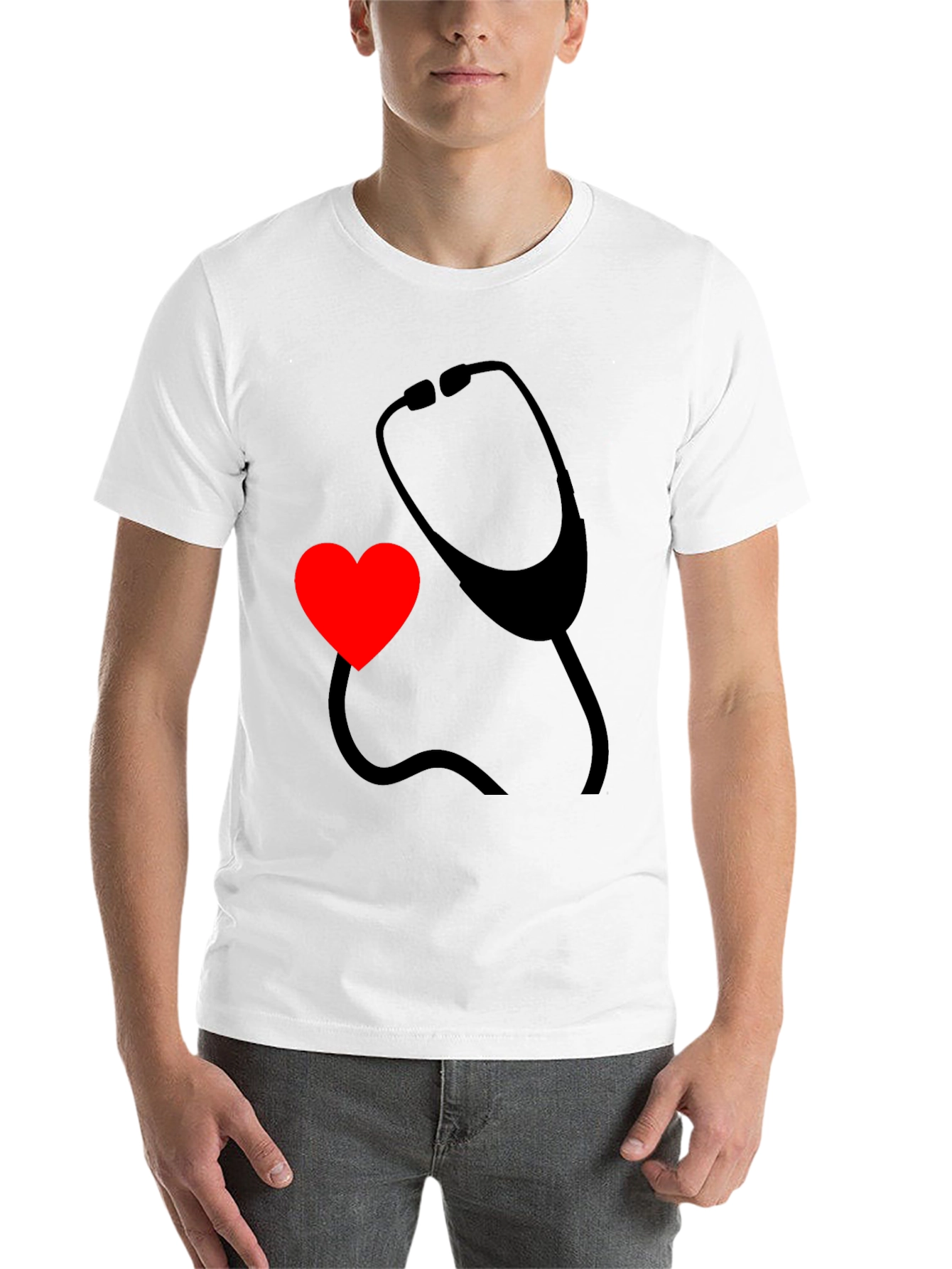 Black Heart & Stethoscope Black Graphic Tee - Doctor Love view 14