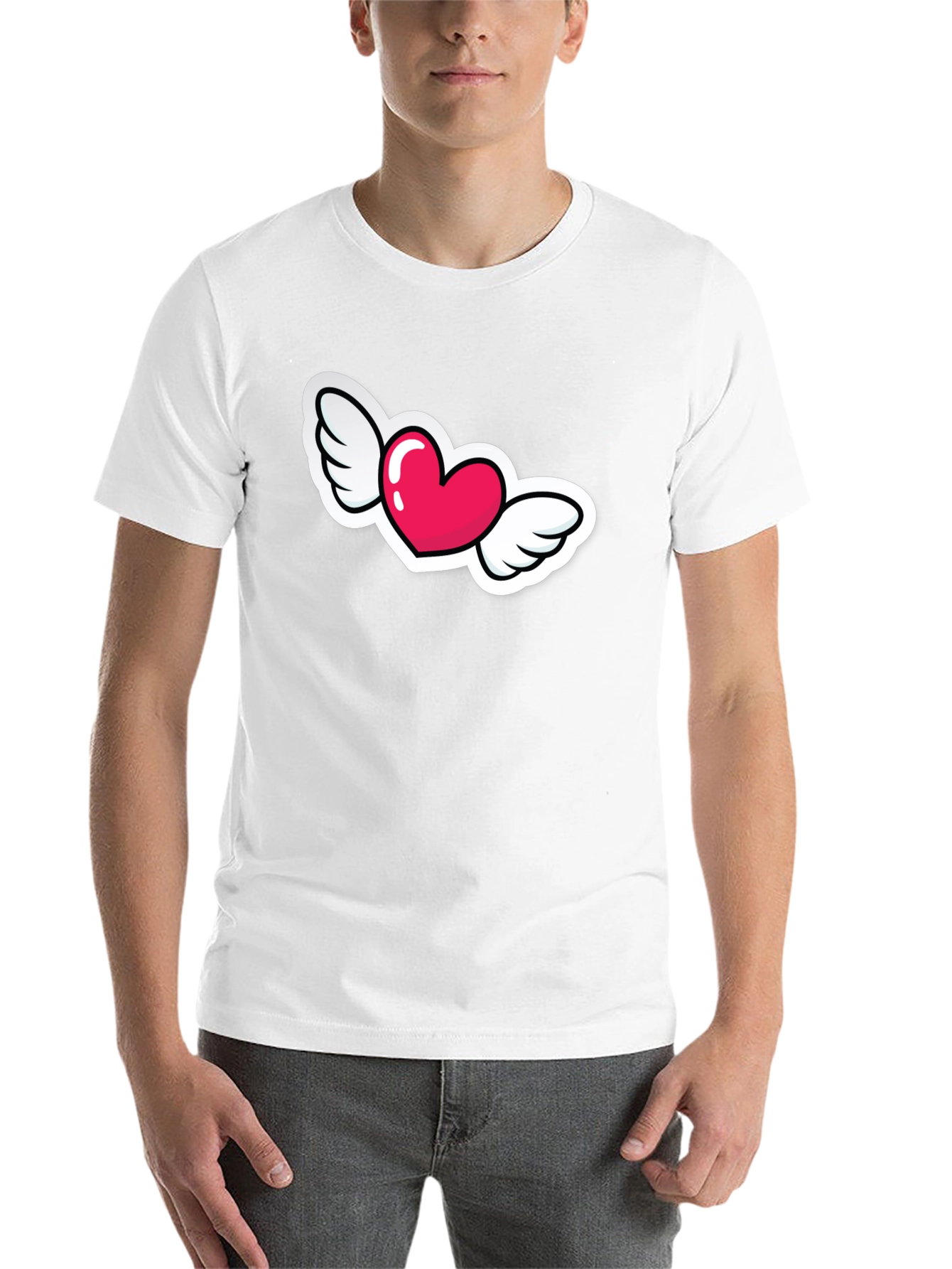 Black Heart with Wings Graphic Black T-Shirt view 14