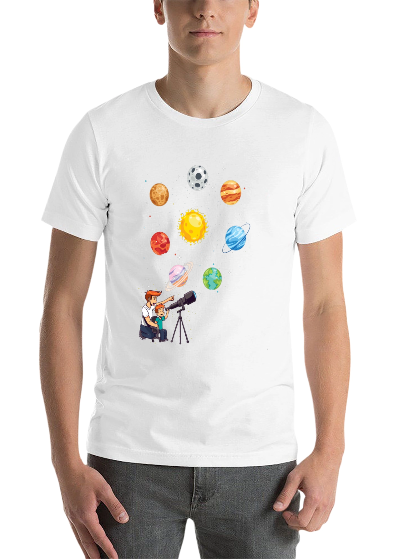 Black Dad & Son Planets Graphic Tee view 14