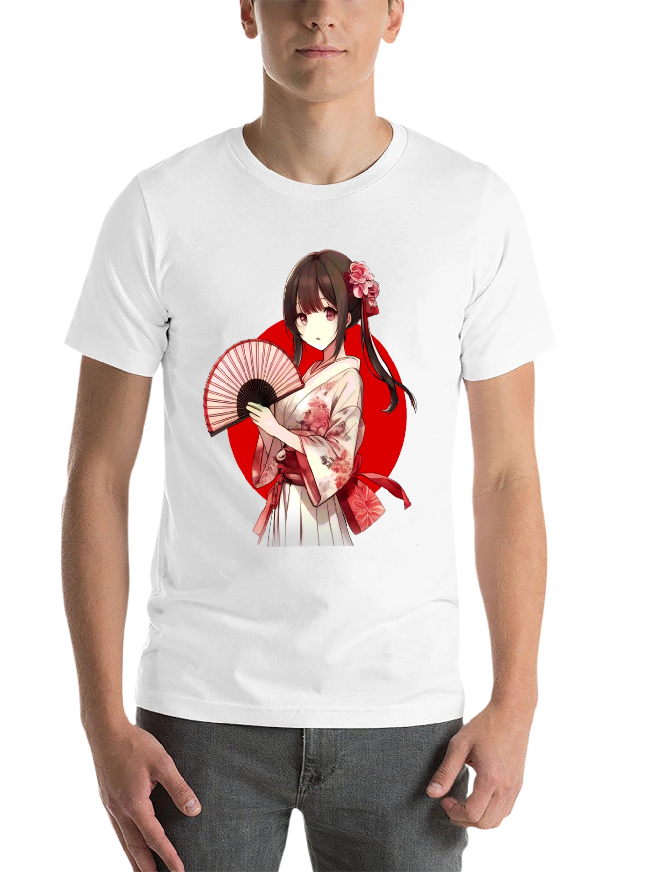 Black Anime Girl Kimono T-Shirt view 14