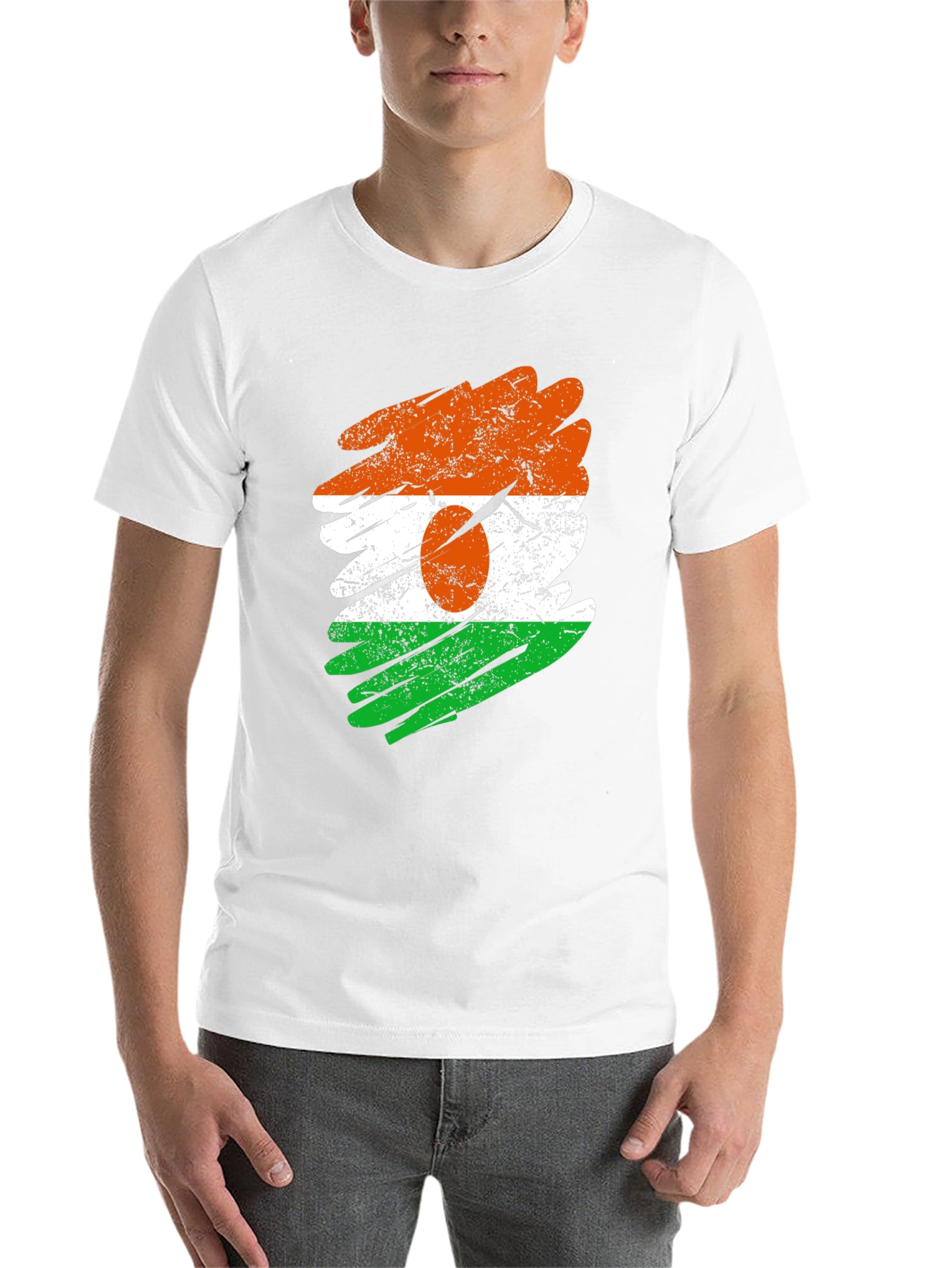 Black Niger Flag Brush Stroke Black T-Shirt view 14