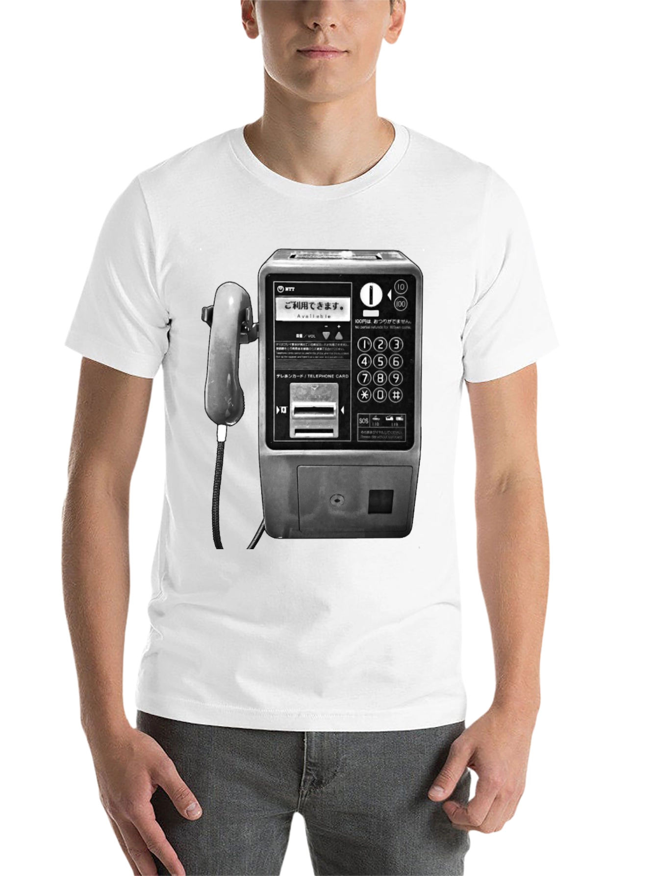 Black Vintage Japanese Payphone T-Shirt view 14