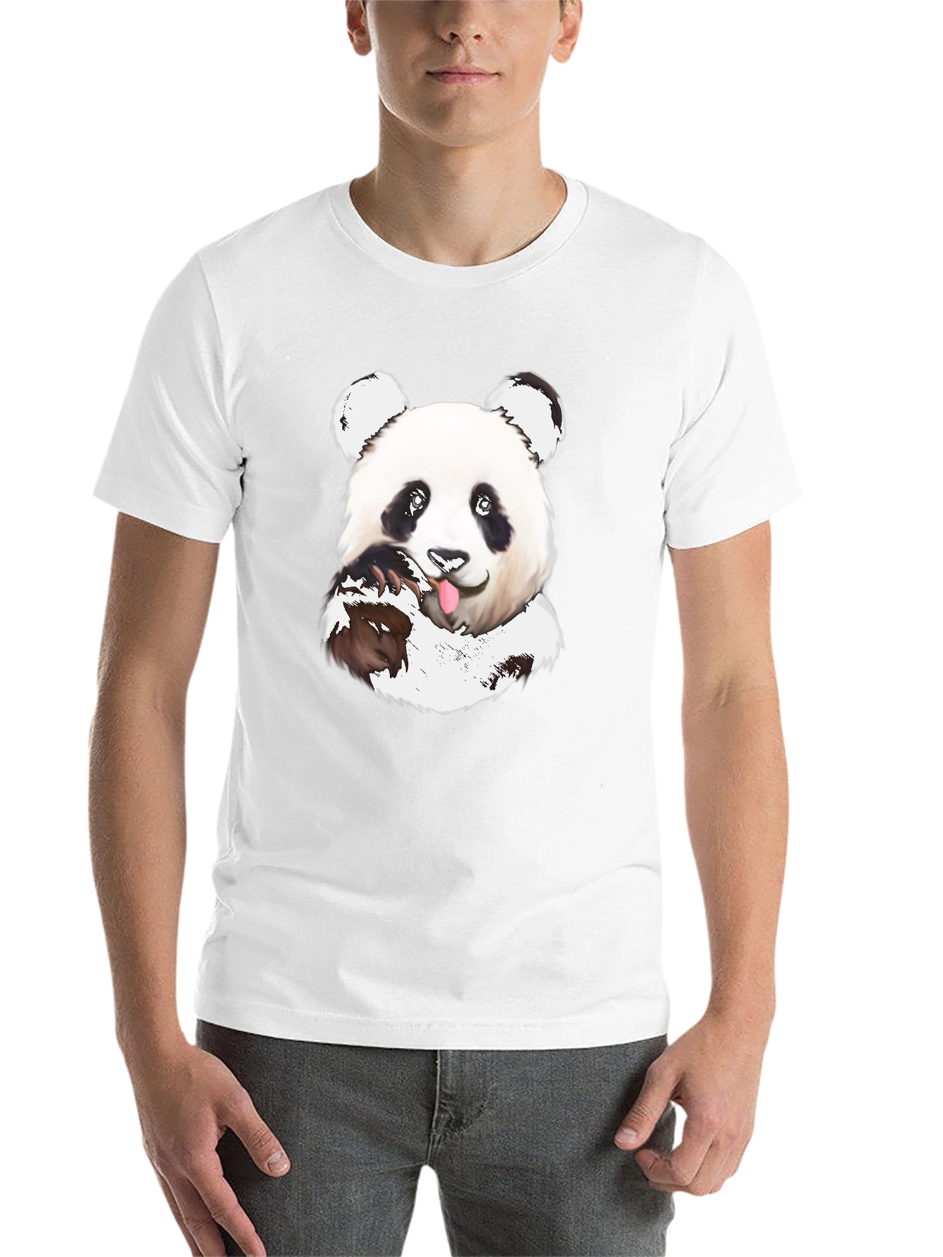 Black Cute Panda T-Shirt - Black Cotton Tee view 14