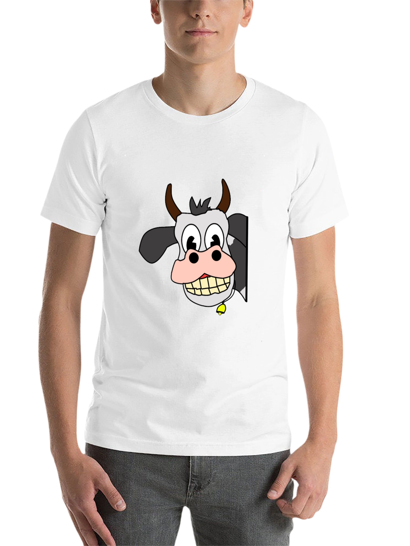 Black Funny Cow Cartoon Black T-Shirt view 14