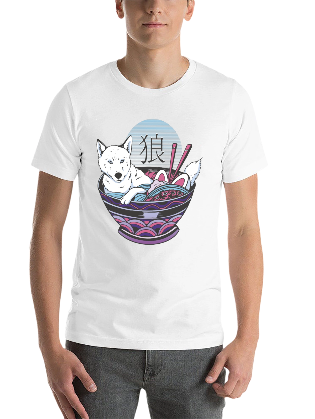 Black Ramen Dog Graphic T-Shirt - Unisex Casual Tee view 14