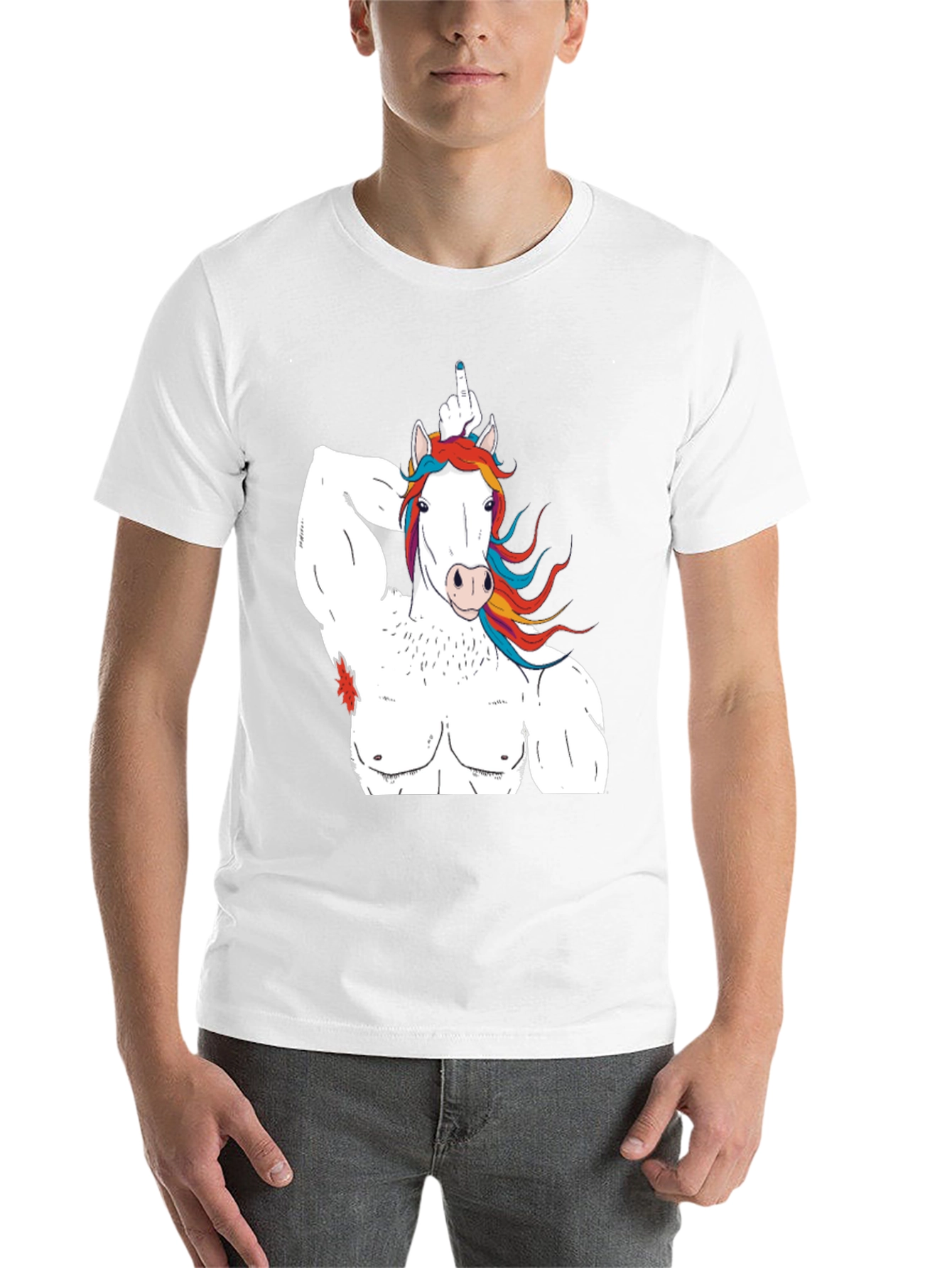 Black Unicorn Bodybuilder Funny Graphic T-Shirt view 14