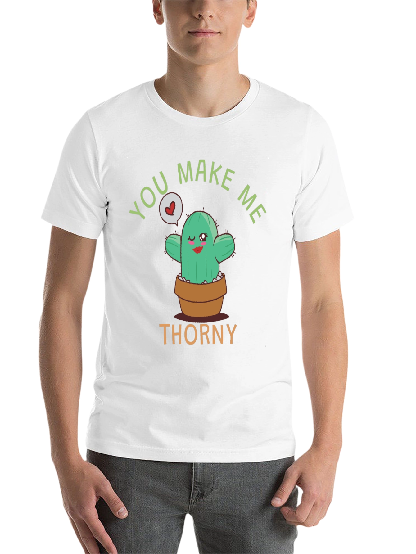 Black You Make Me Thorny T-Shirt - Cute Cactus Graphic Tee view 14