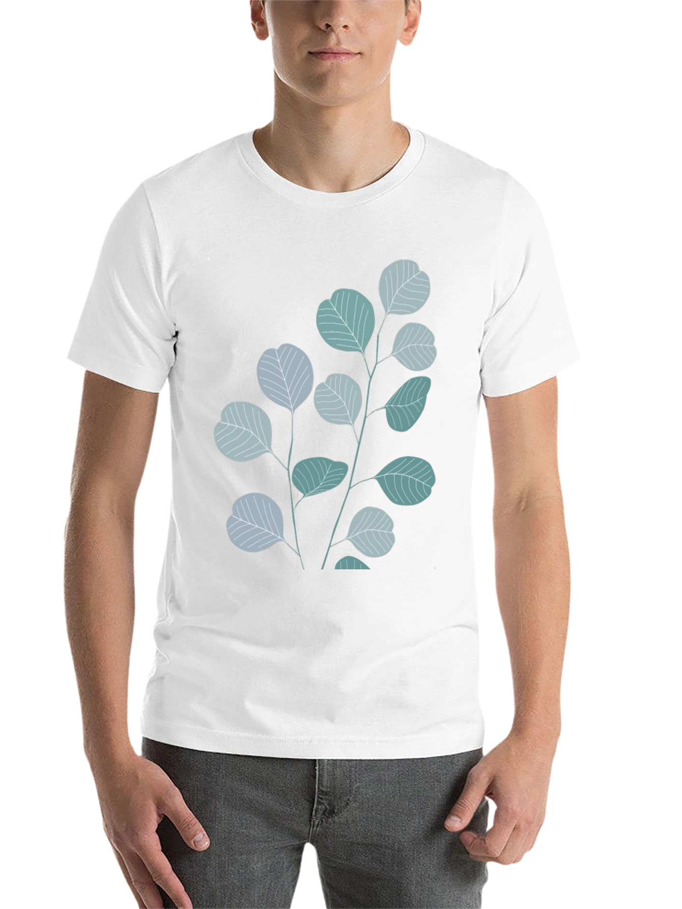 Black Botanical Leaves Graphic Tee - Black Cotton Blend view 14