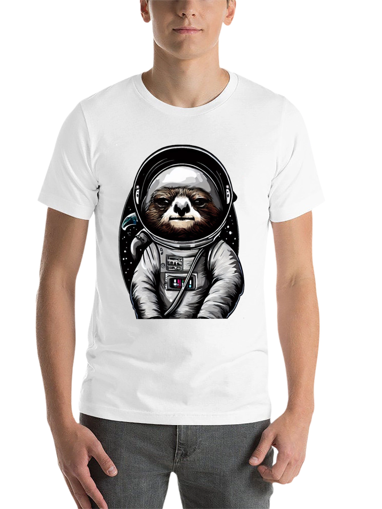 Black Sloth Astronaut Graphic Tee - Space Sloth T-Shirt view 14