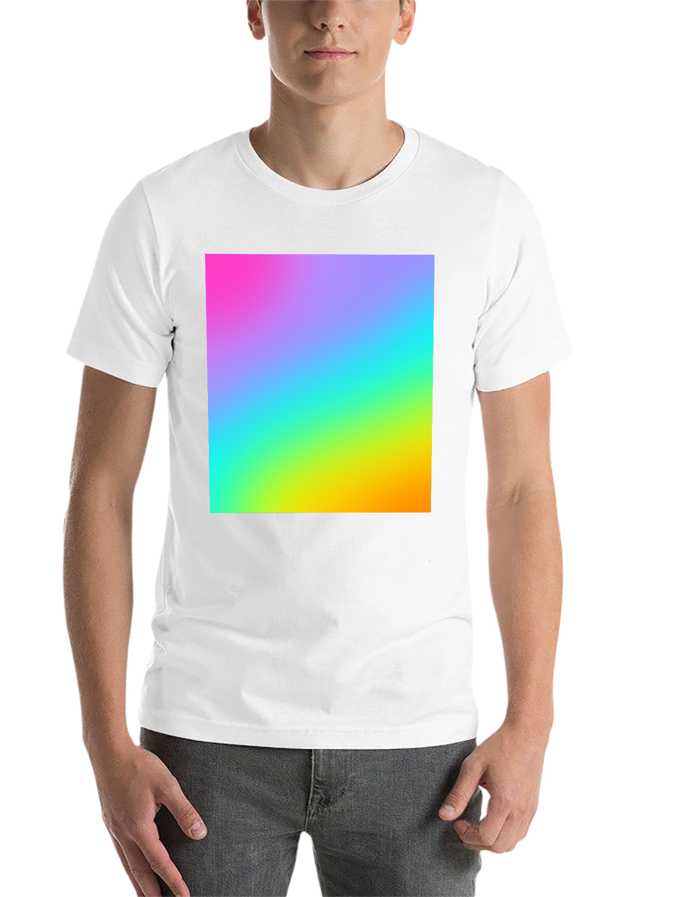 Black Gradient T-Shirt - Vibrant Rainbow Design view 14