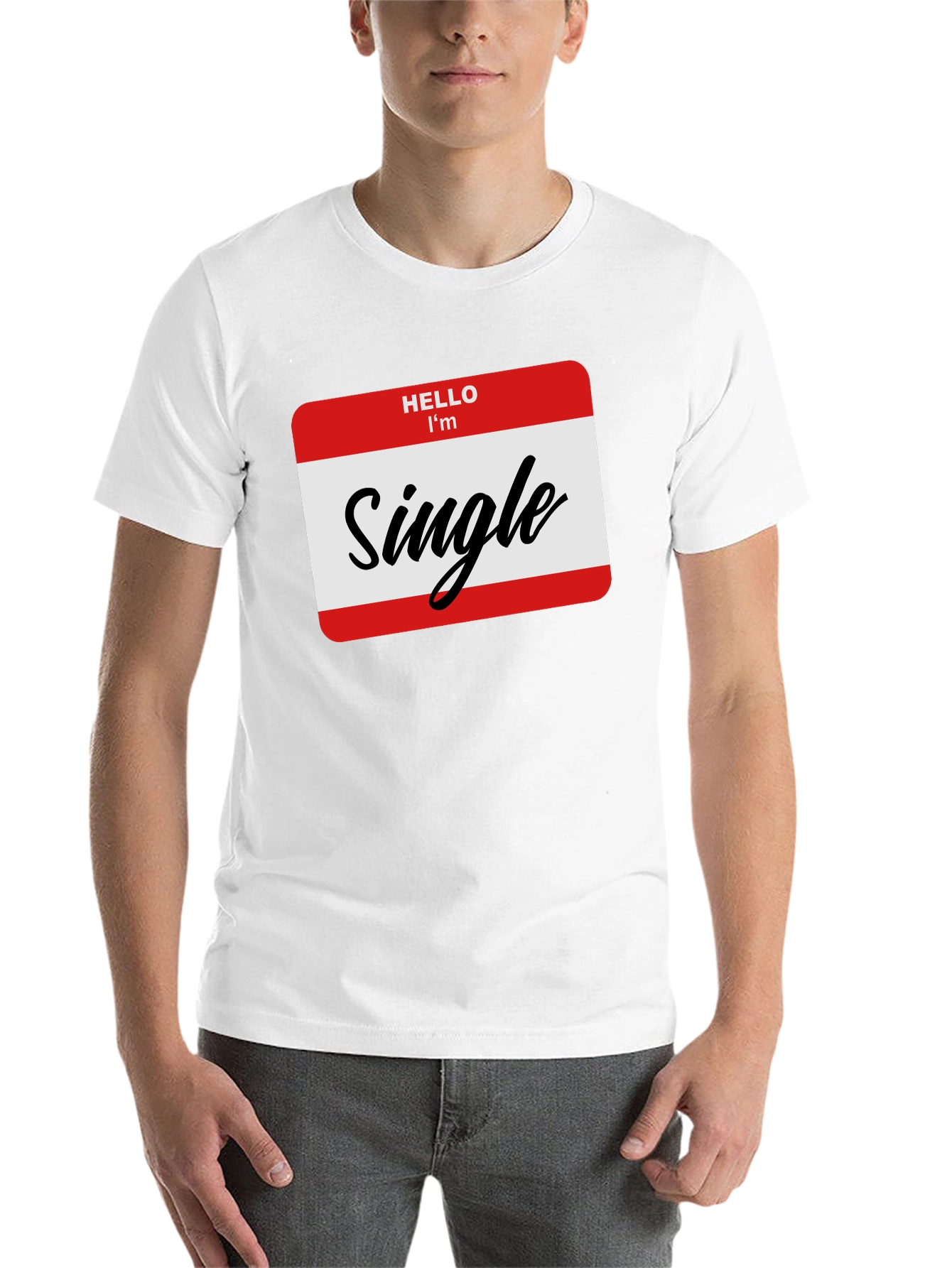 Black Hello I'm Single T-Shirt - Black, Funny, Dating Tee view 14