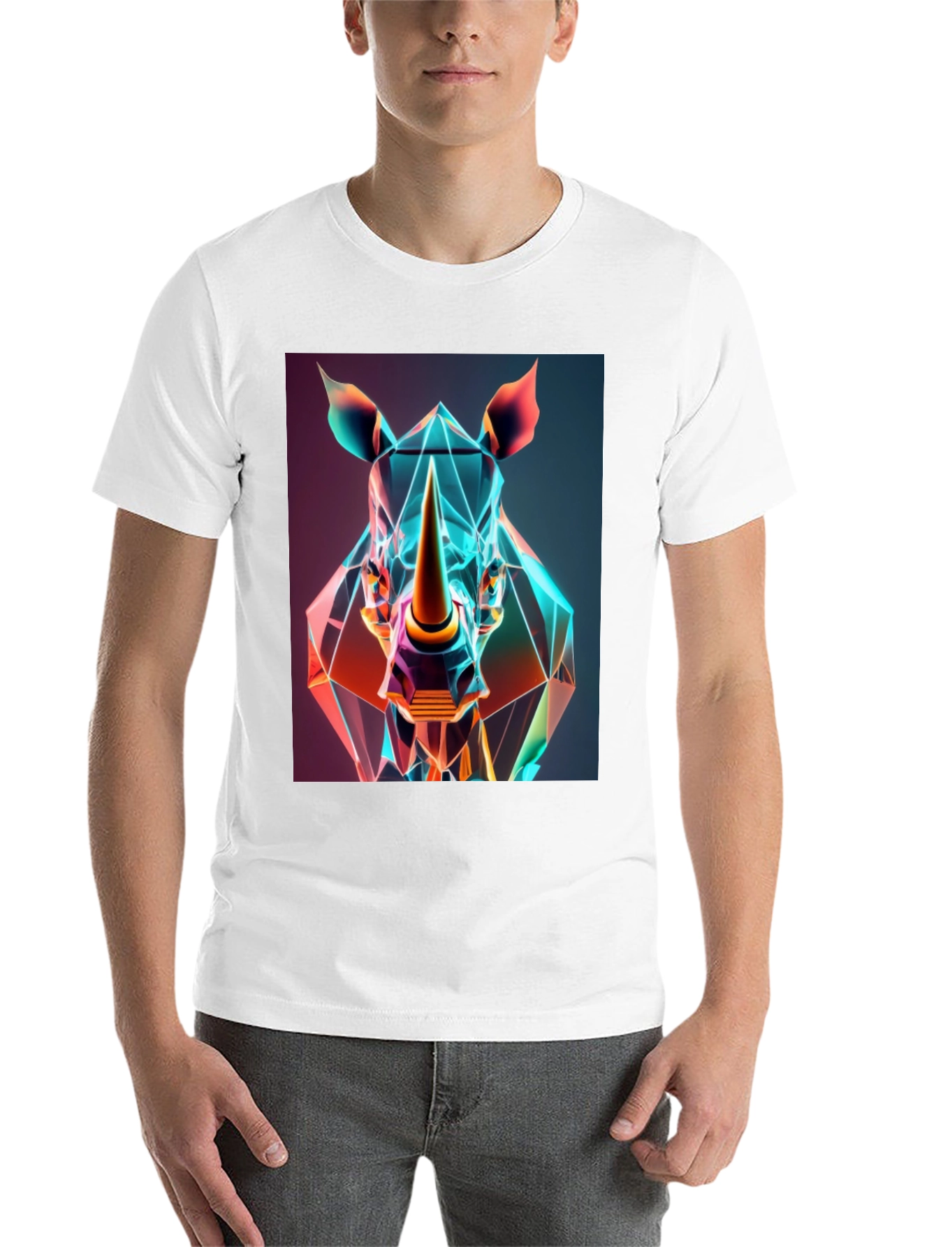Black Geometric Rhino Graphic Tee - Modern Animal Art view 14