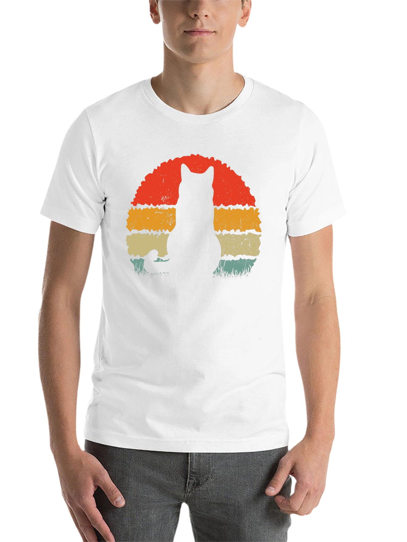 Black Retro Cat Silhouette T-Shirt view 14