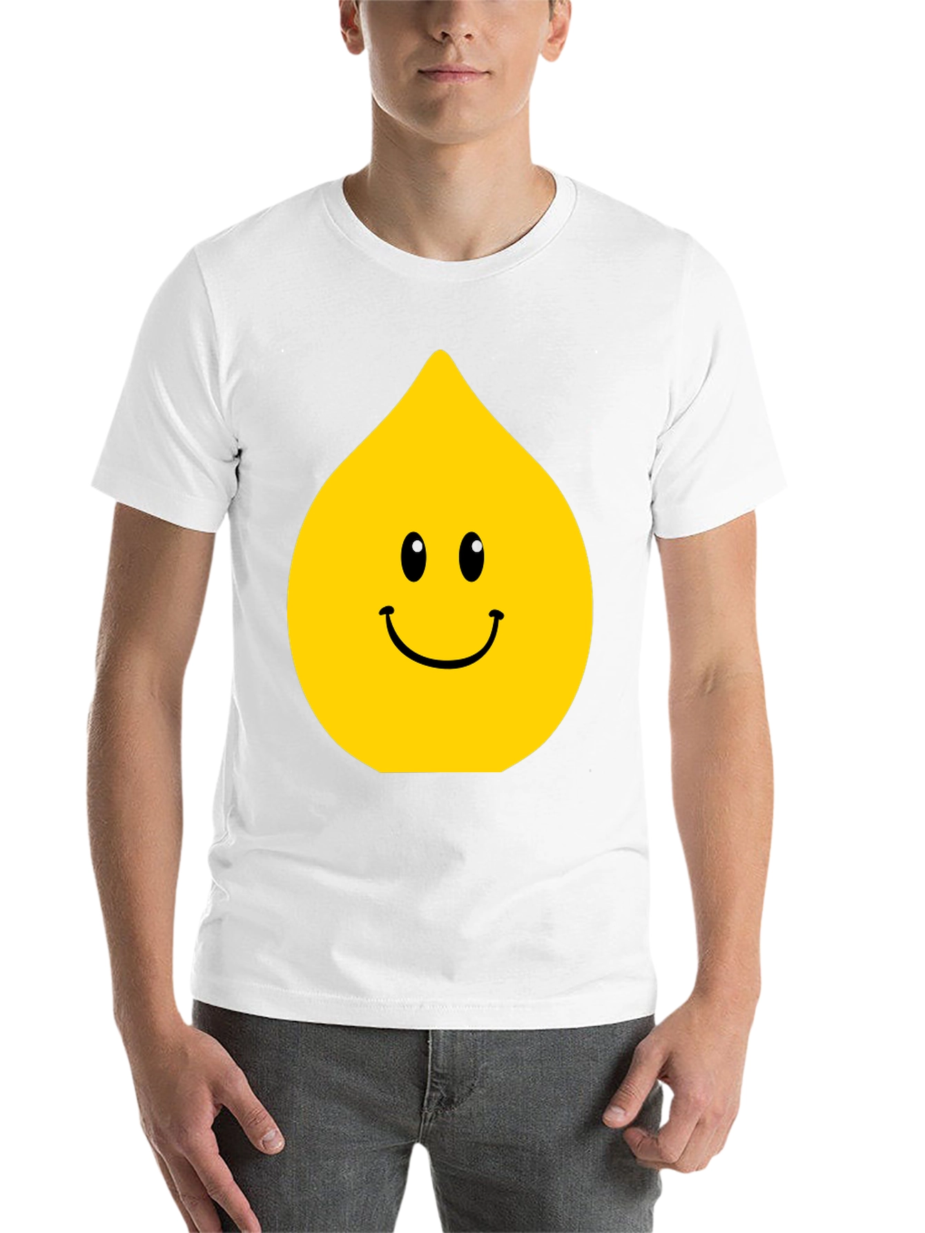 Black Funny Smiley Face Drop Graphic Black T-Shirt view 14