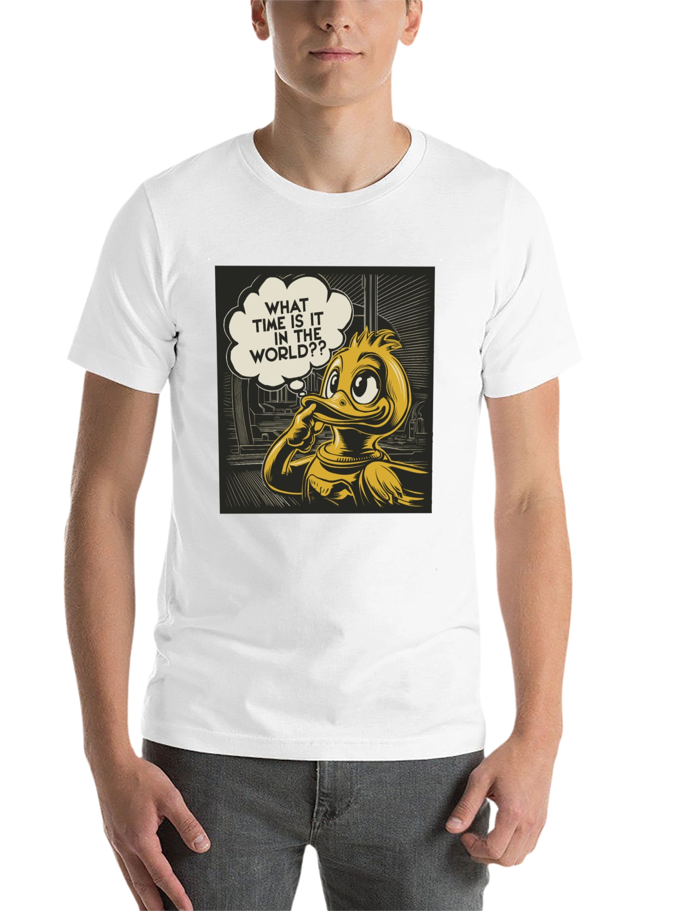 Black Thinking Duck Graphic Tee - "What Time is it?" view 14