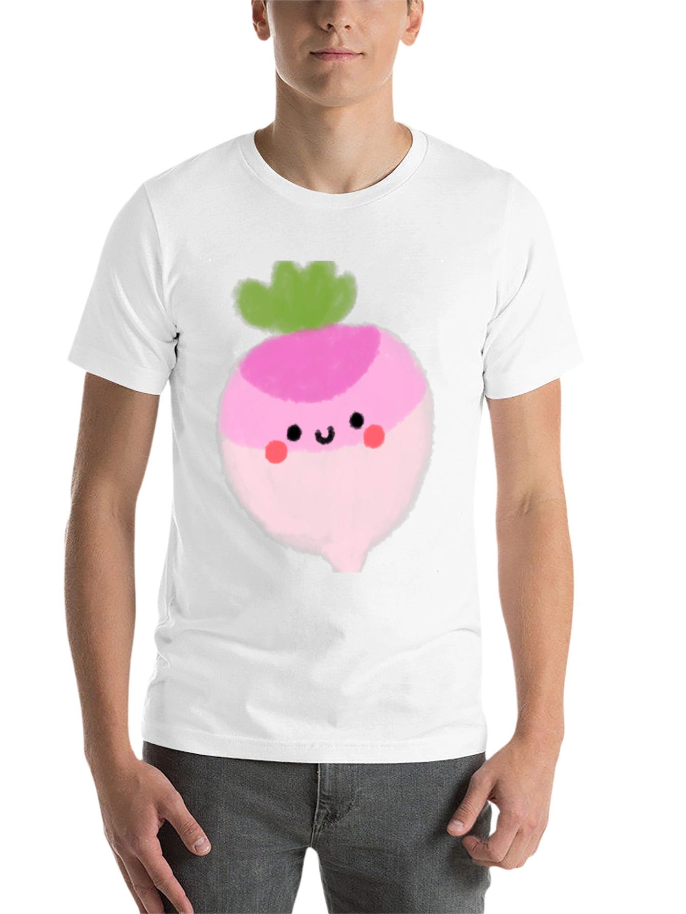 Black Cute Radish Graphic Tee - Black Cotton T-Shirt view 14