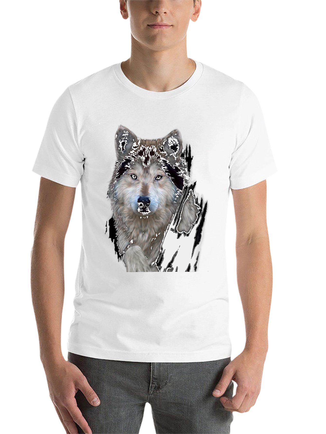 Black Wolf Graphic Print Black T-Shirt view 14