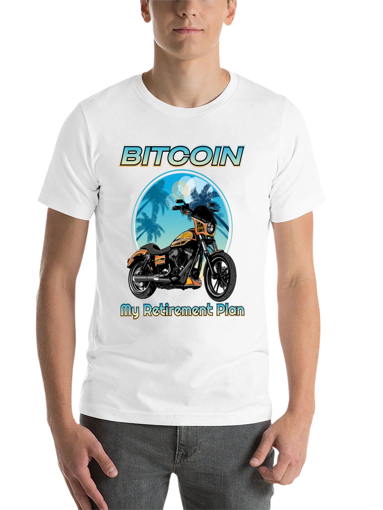 Black Bitcoin Motorcycle Retirement Plan T-Shirt view 14