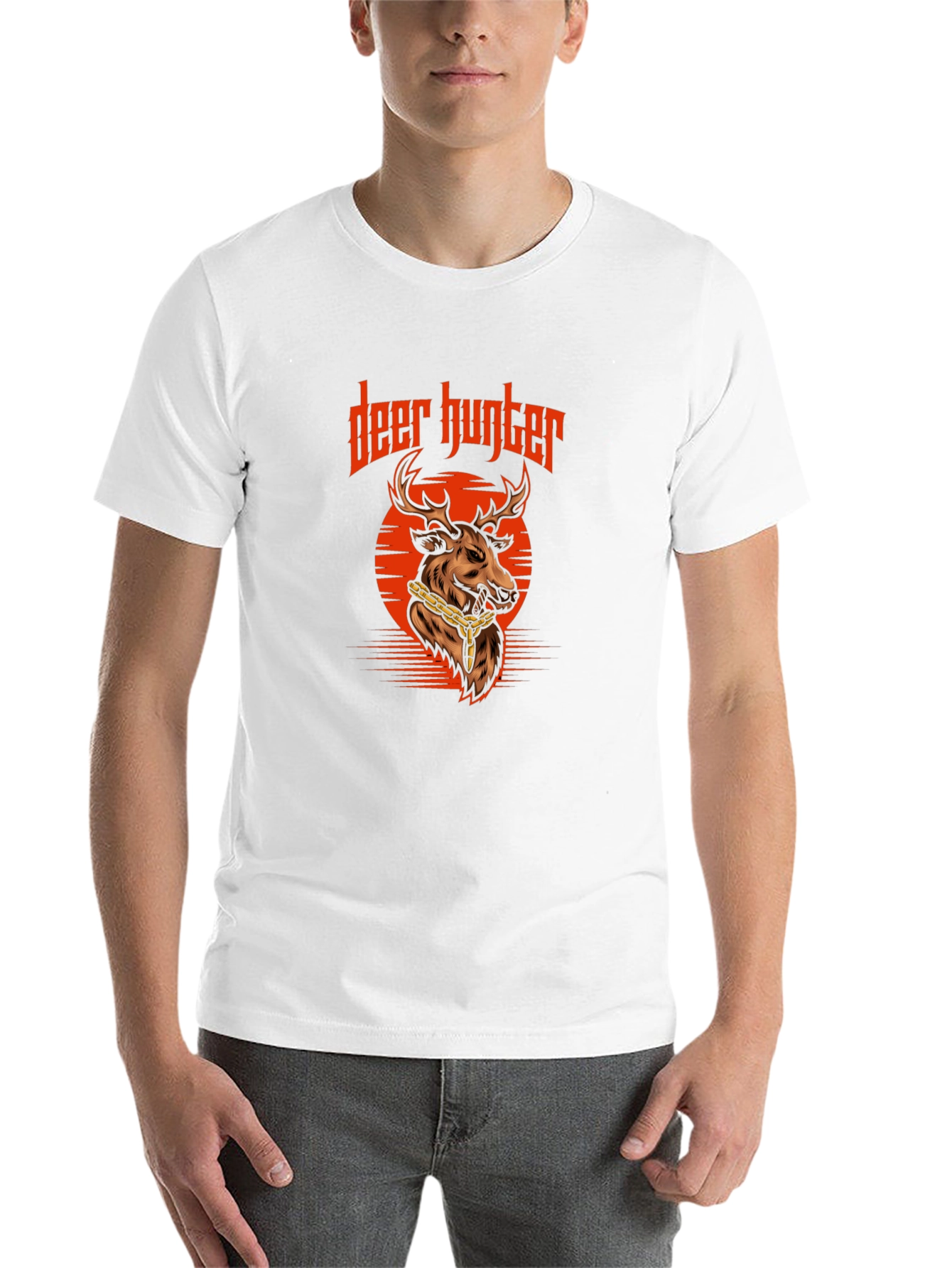 Black Deer Hunter Graphic Tee - Cool Animal Design Shirt view 14
