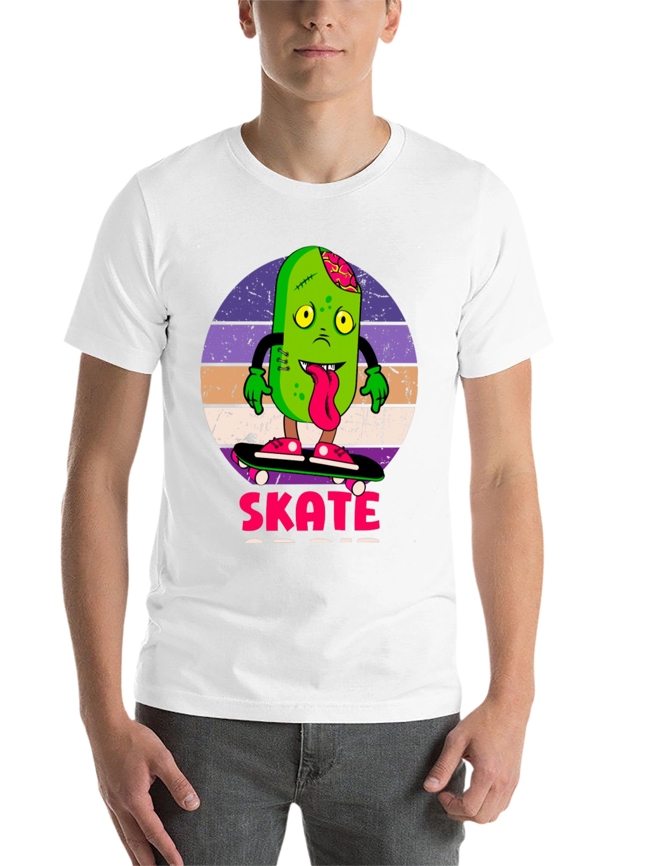 Black Zombie Pickle Skate T-Shirt view 14