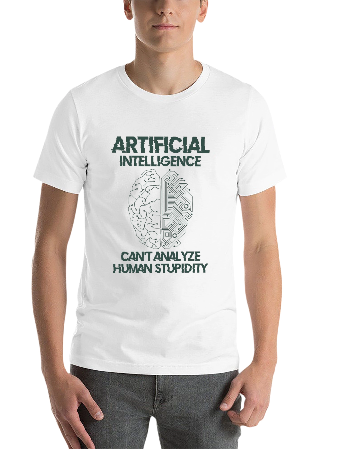 Black AI vs Stupidity Graphic T-Shirt view 14