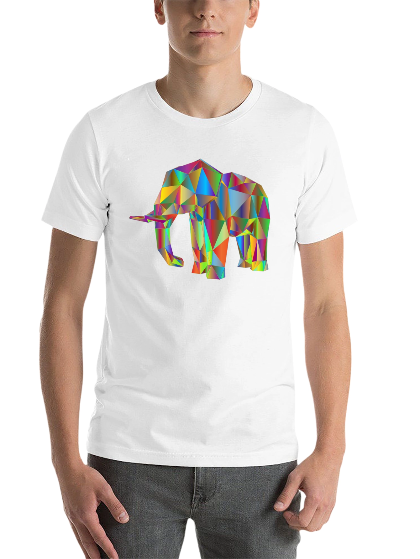 Black Geometric Elephant T-Shirt - Modern Art Tee view 14