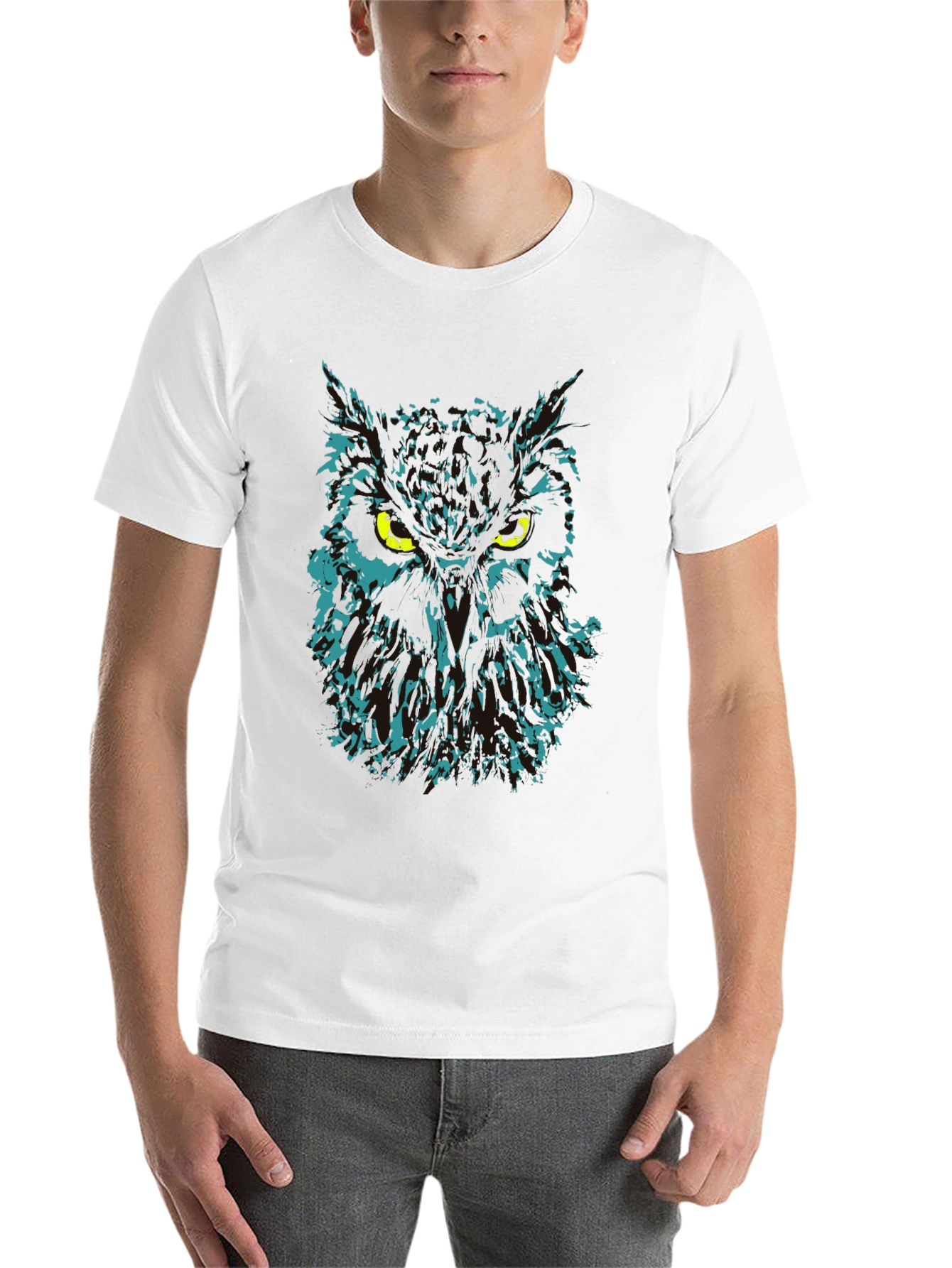 Black Owl Graphic Print Black T-Shirt view 14