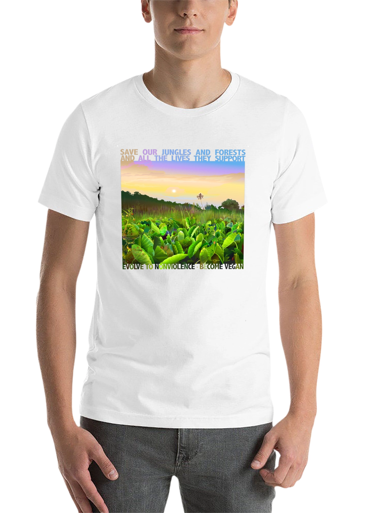 Black Save Our Jungles & Forests Vegan T-Shirt view 14