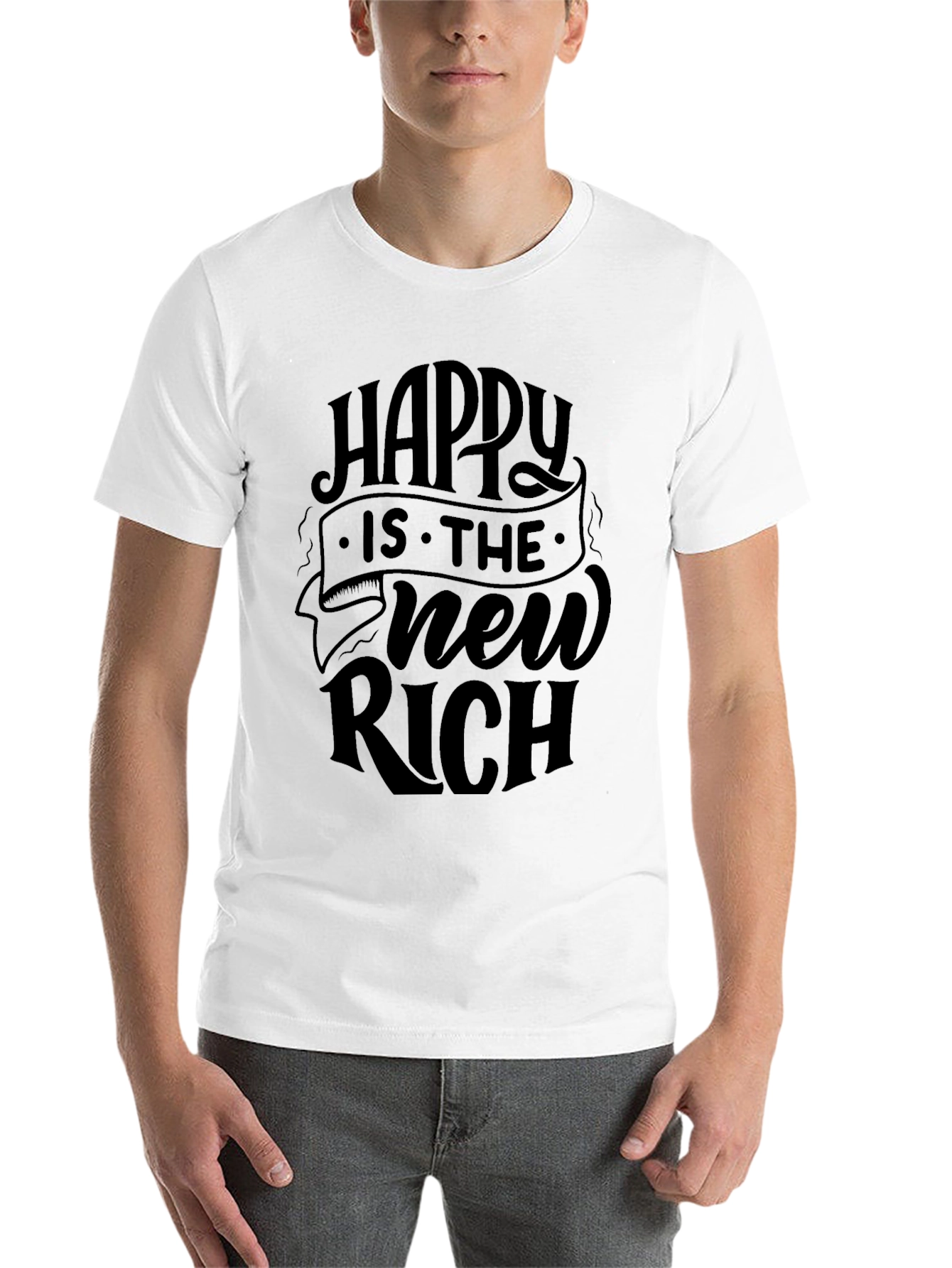 Black Happy is the New Rich Black T-Shirt view 14