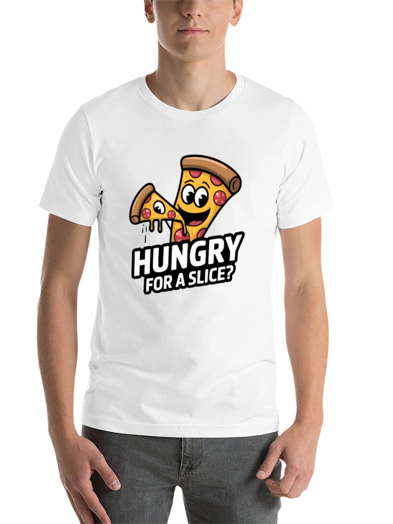 Black Hungry For a Slice? Pizza Graphic T-Shirt view 14