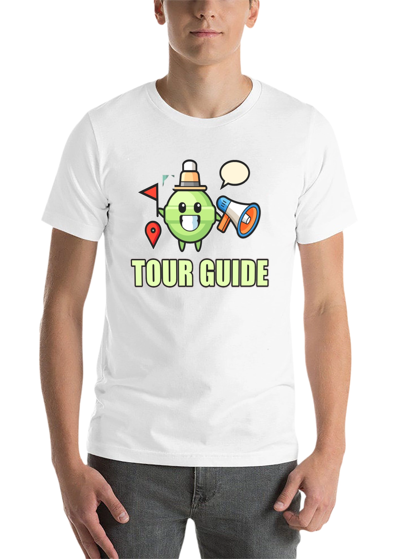 Black Tour Guide Cartoon Graphic Black T-Shirt view 14