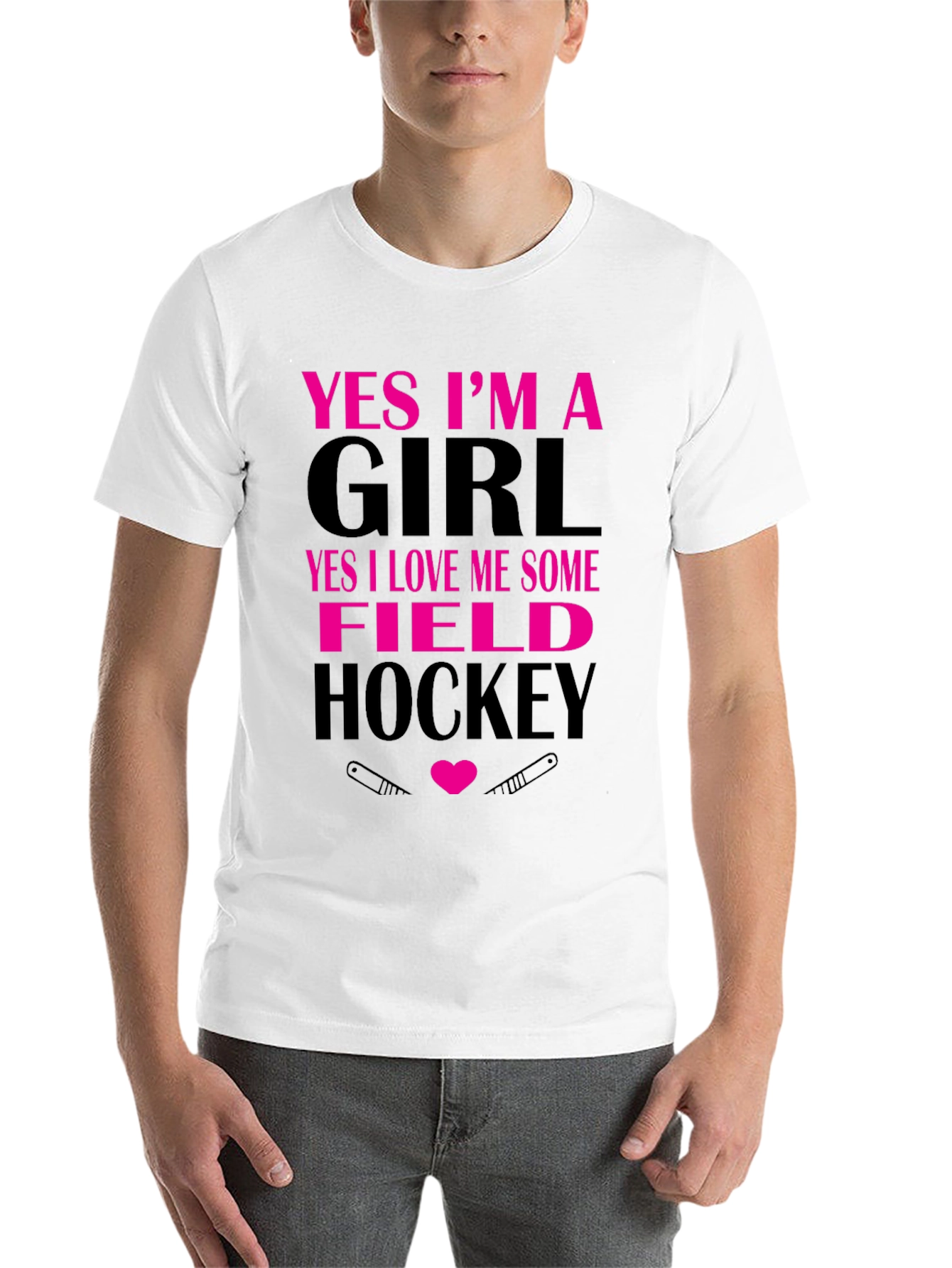 Black Yes I'm a Girl Field Hockey T-Shirt view 14