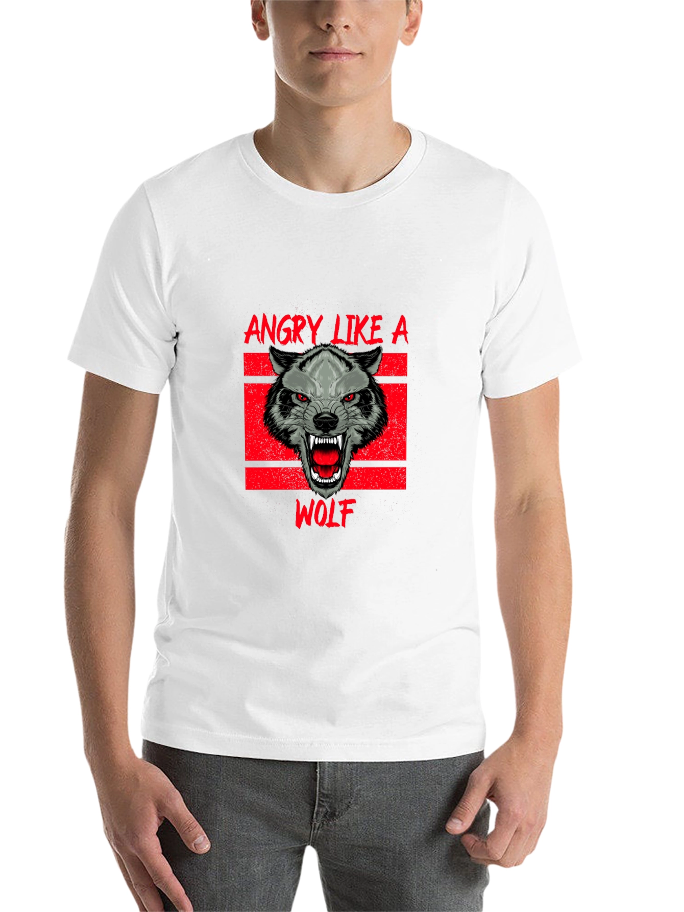 Black Angry Like a Wolf Black T-Shirt view 14