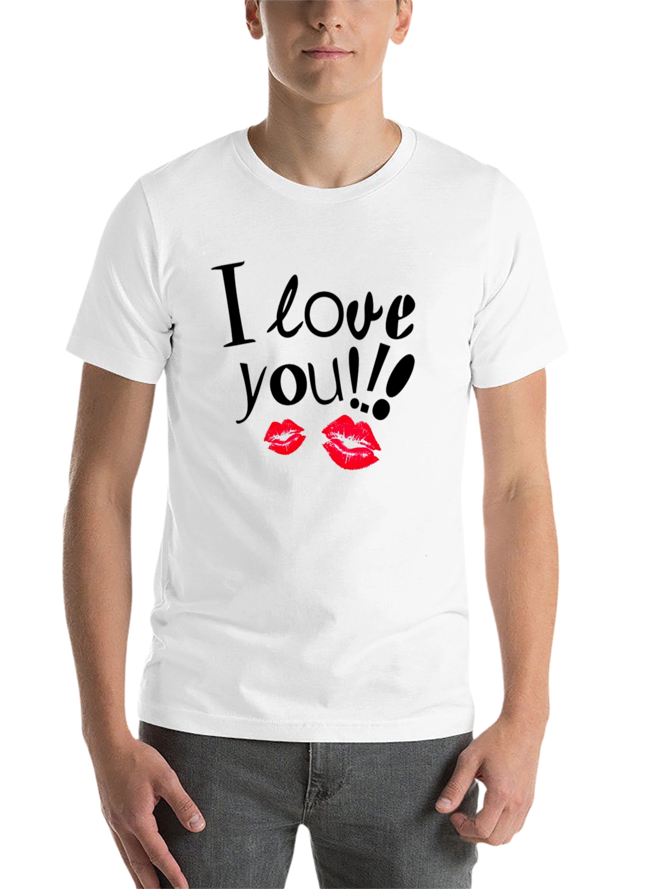 I Love You Lips Graphic Black T-Shirt - 14