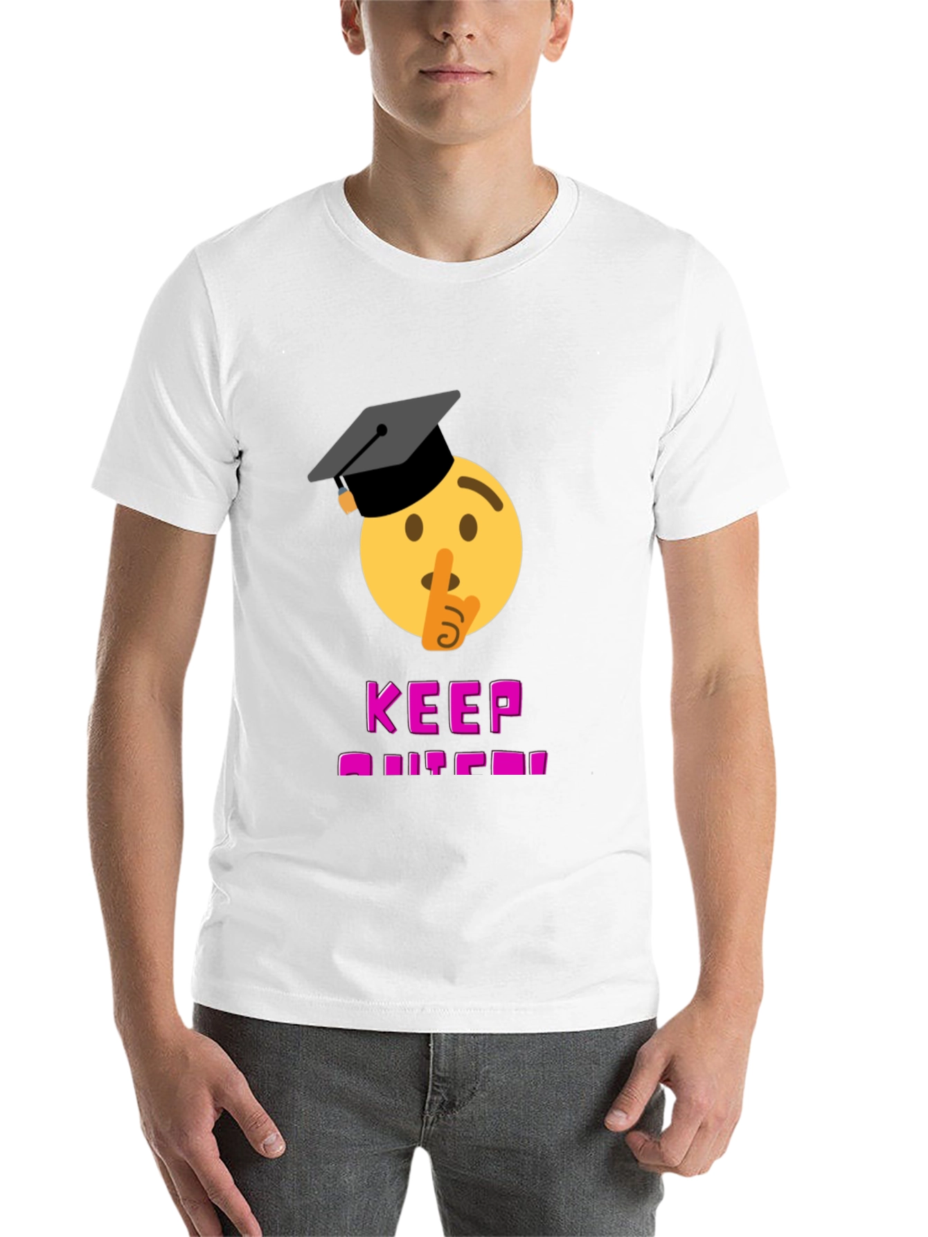 Black Keep Quiet Graduate Emoji T-Shirt - Black view 14