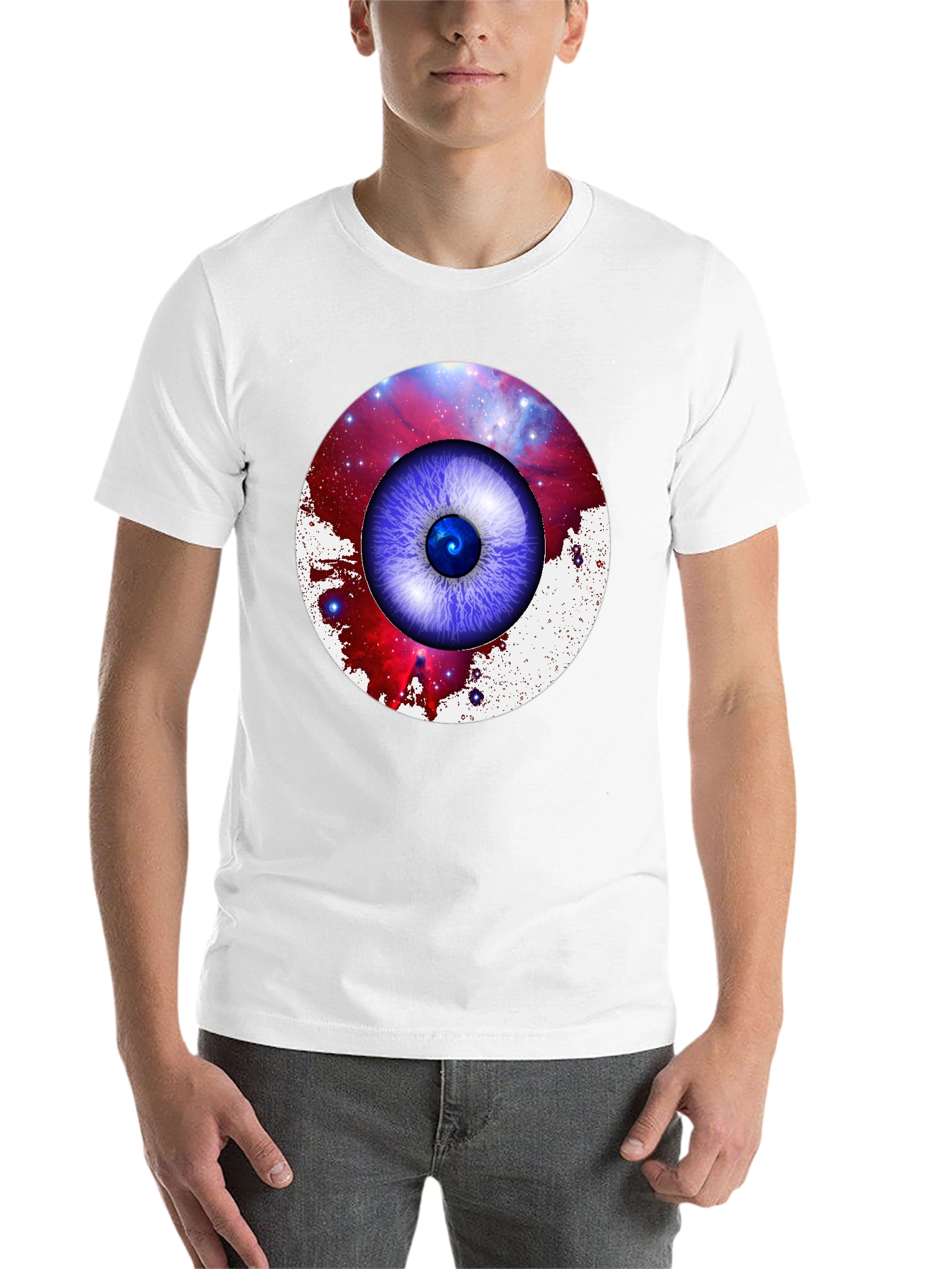 Black Galaxy Eye Graphic Print Crew Neck T-Shirt view 14