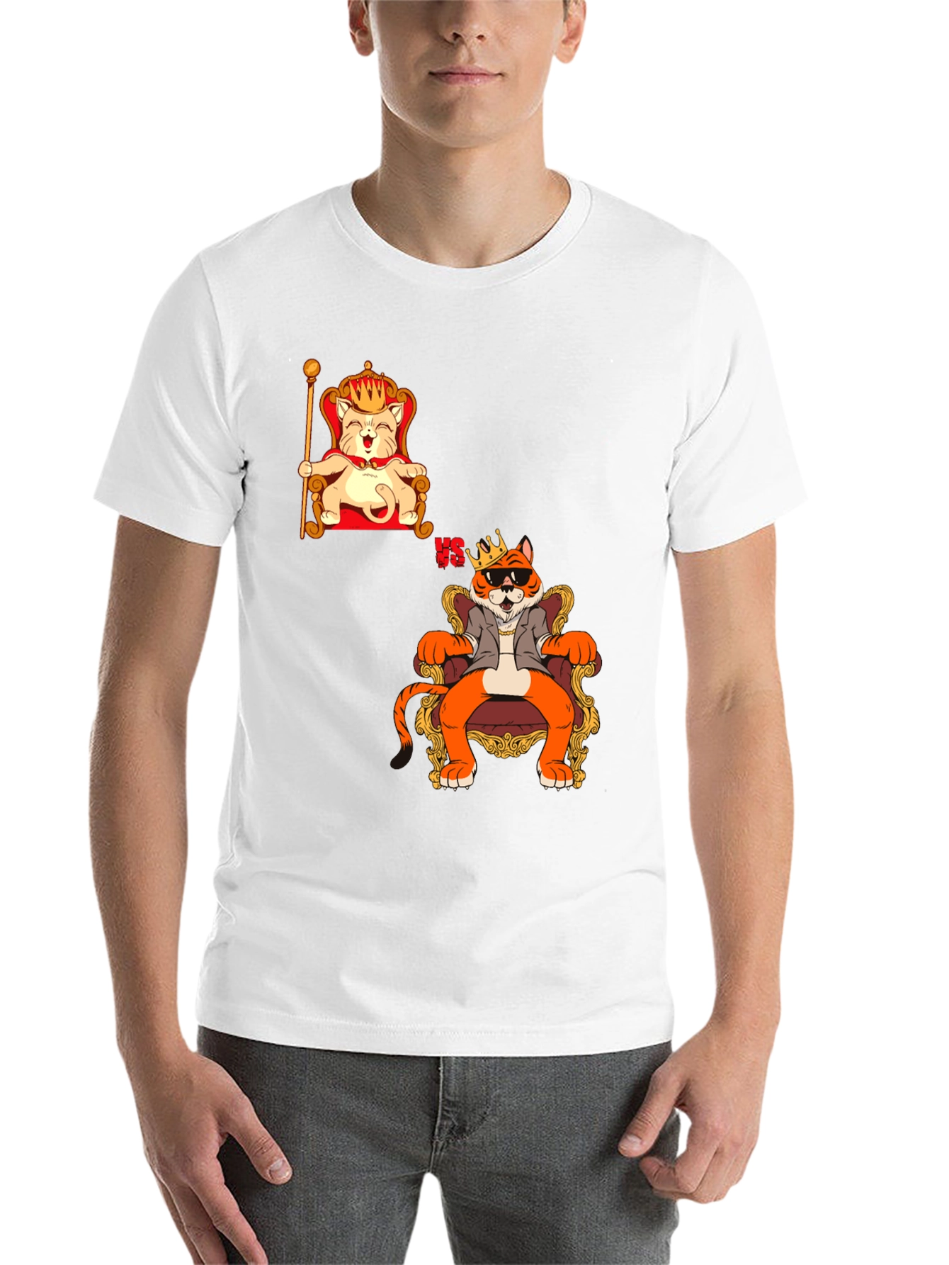 Black King Cat VS King Tiger Black T-Shirt view 14